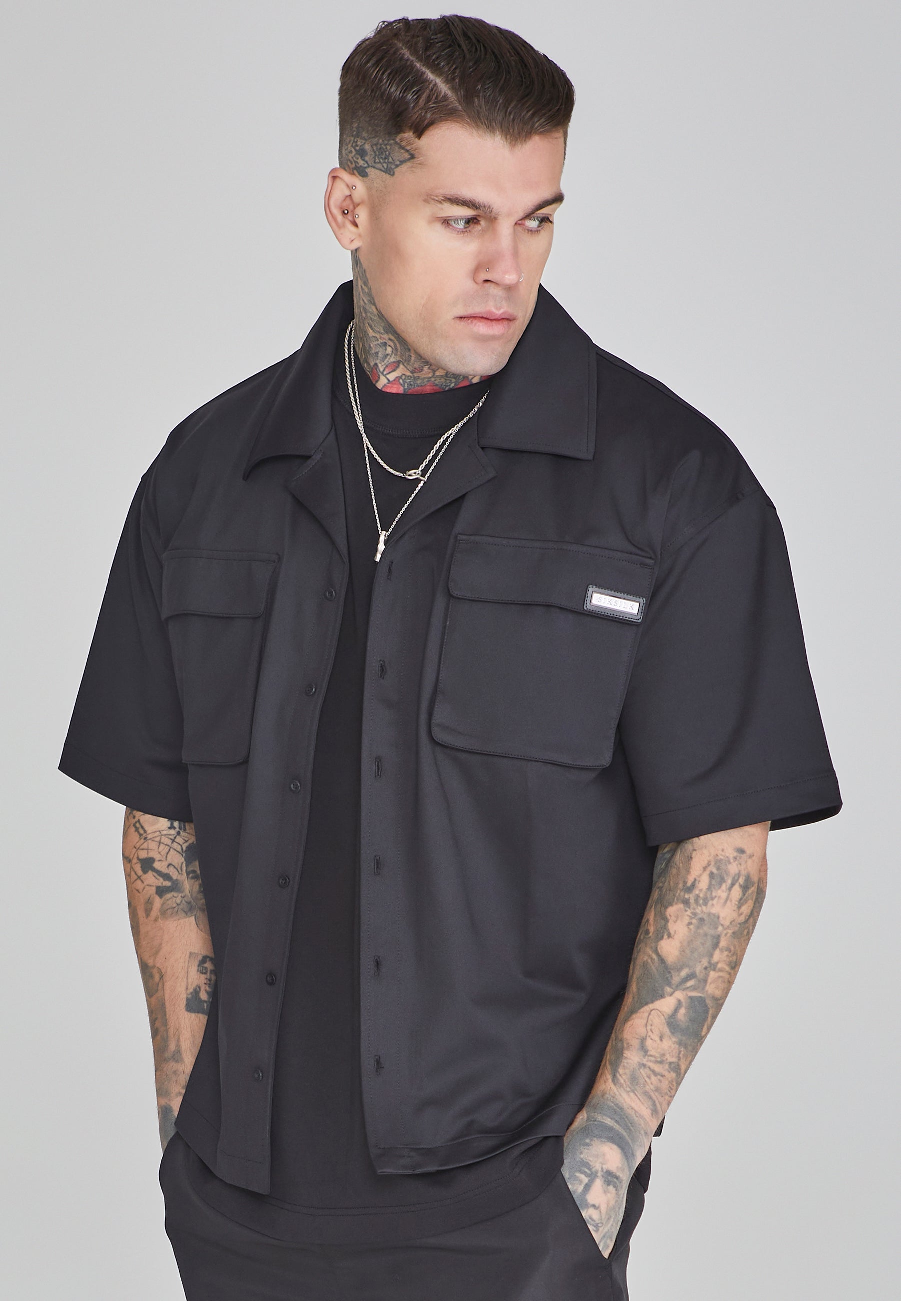 Flight Utility Shirt in Black Shirts SikSilk   