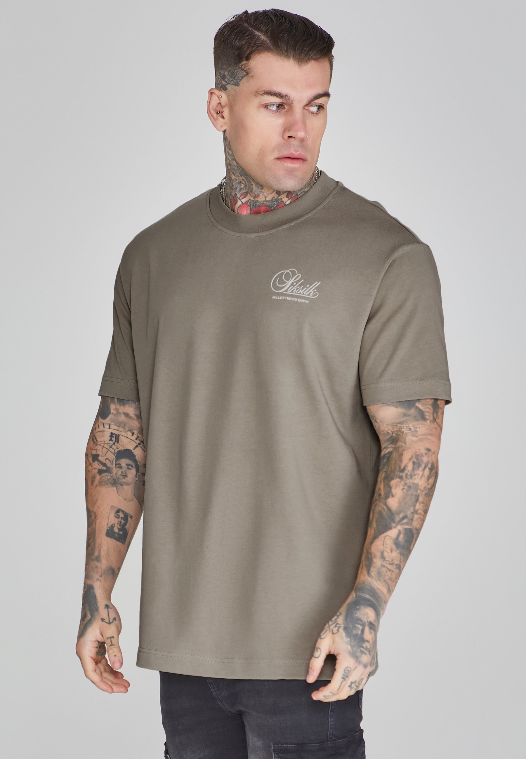 Graphic T-shirt in khaki T-shirts SikSilk   