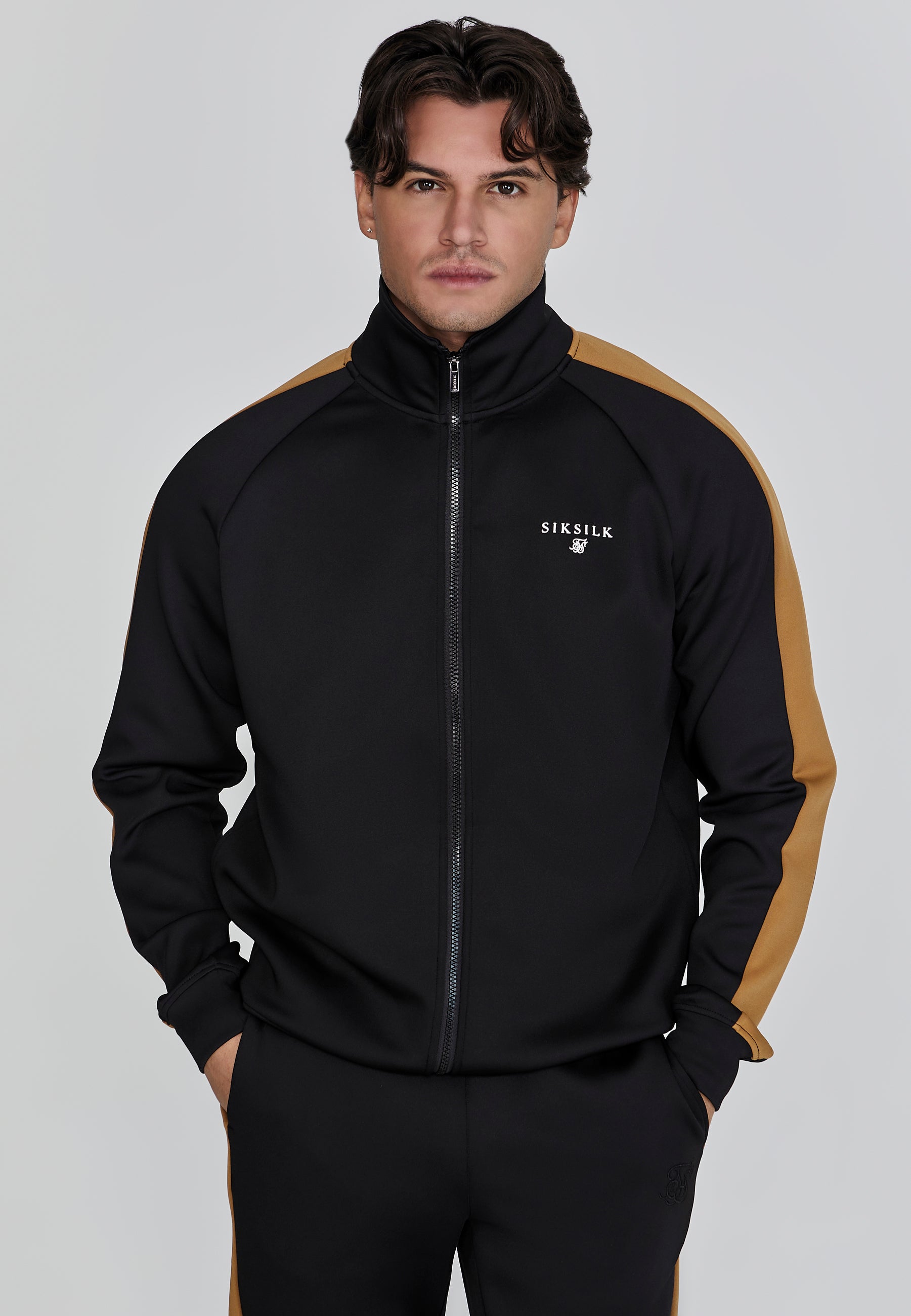 Track Top in Black Sweat Jackets SikSilk   