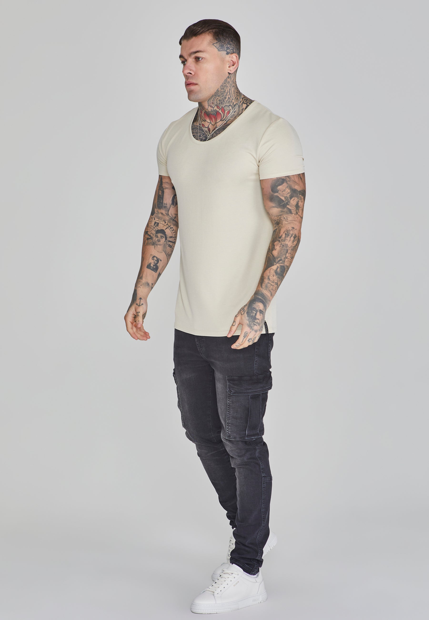 Muscle Fit T-Shirt in Ecru T-Shirts SikSilk   