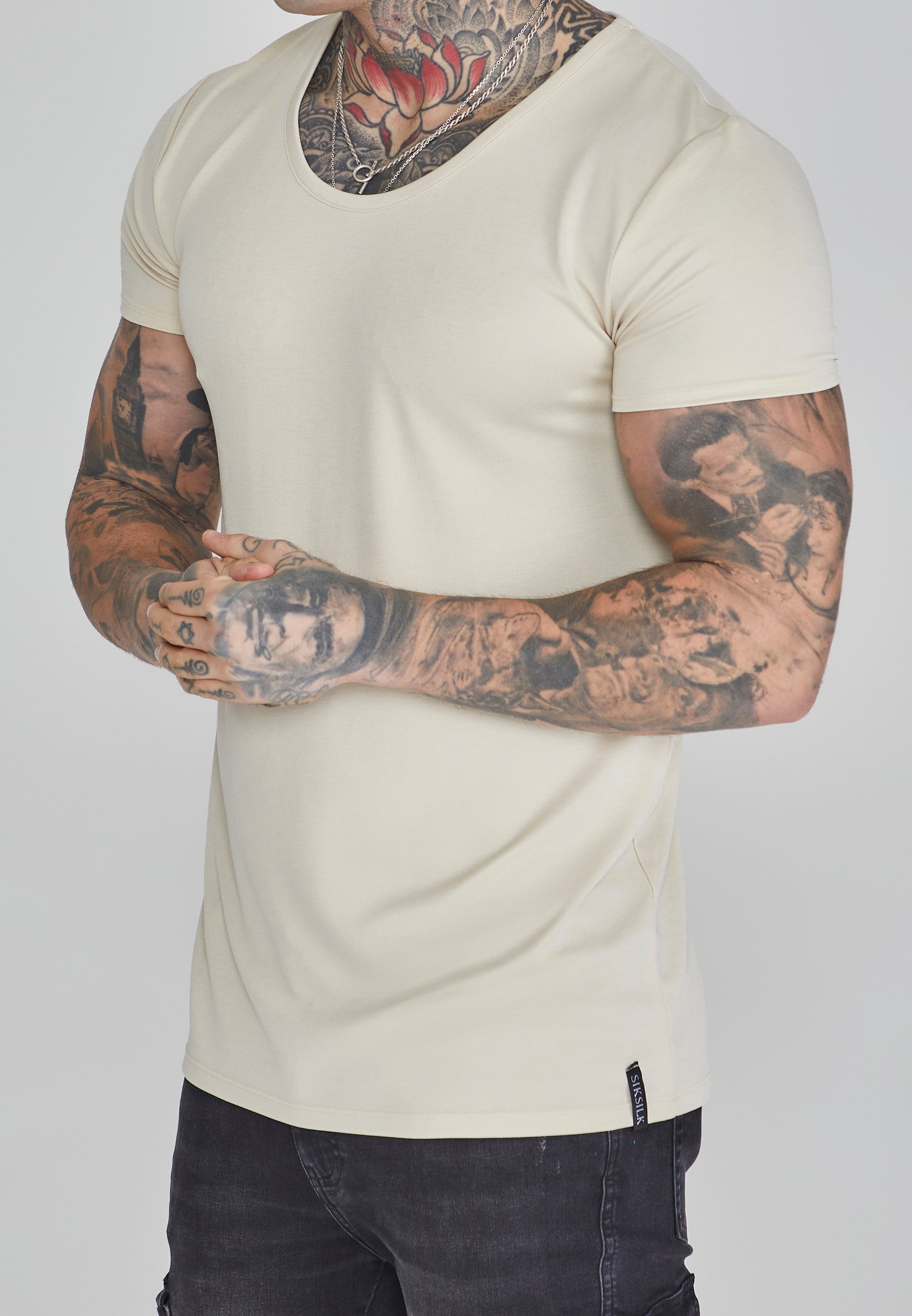 Muscle Fit T-Shirt in Ecru T-Shirts SikSilk   