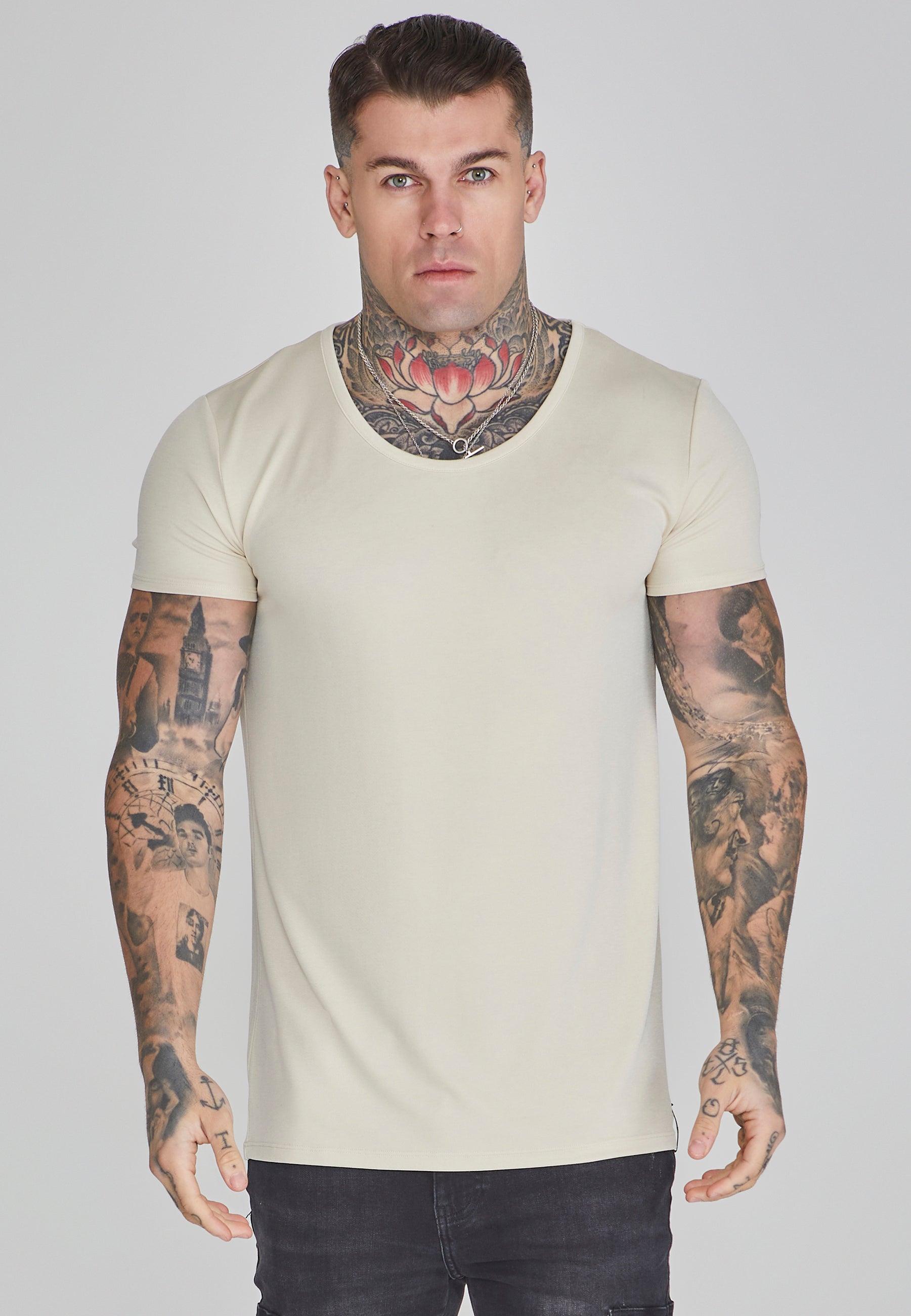 Muscle Fit T-Shirt in Ecru T-Shirts SikSilk   