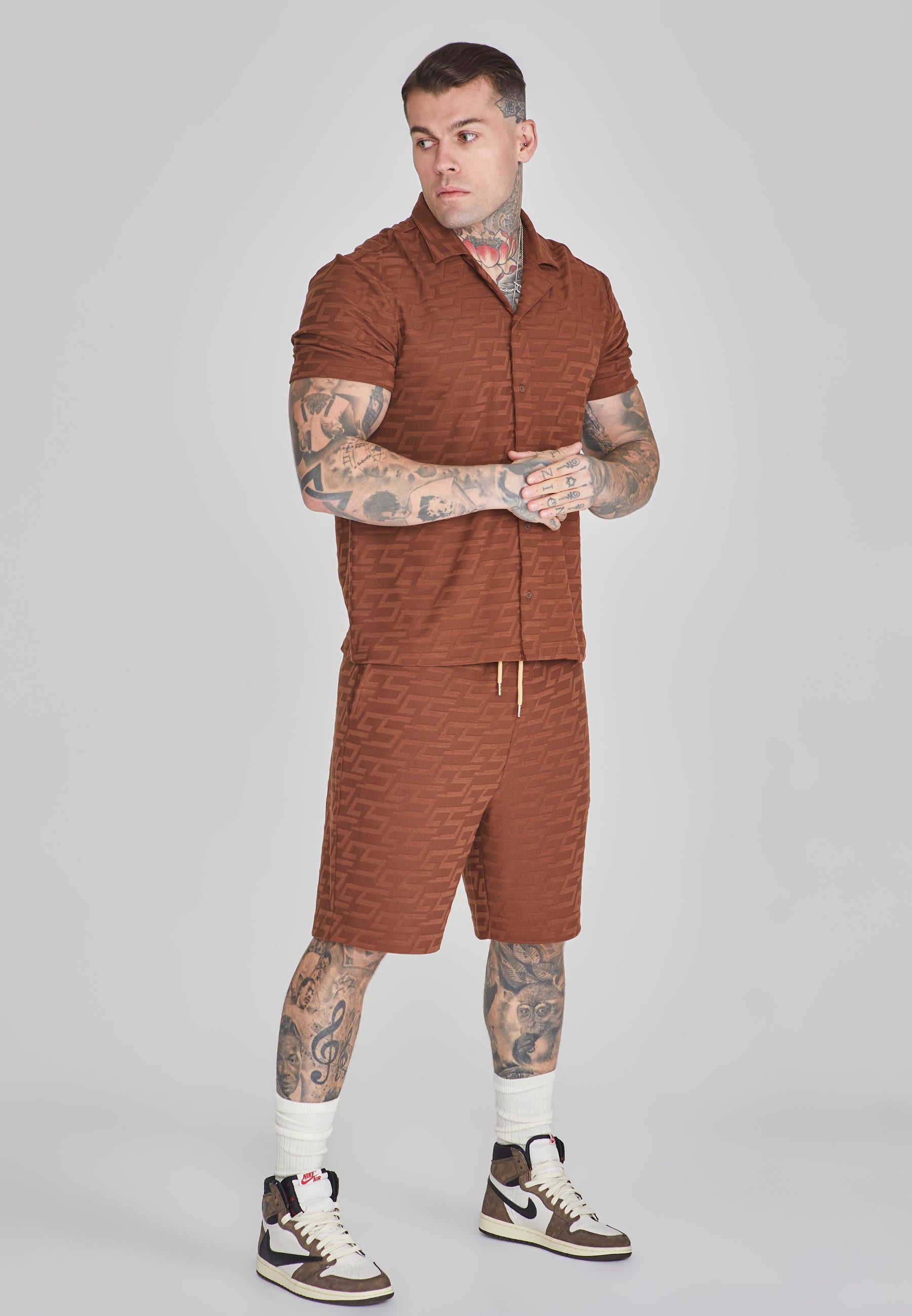 Towelling Shorts in Brown Shorts SikSilk   