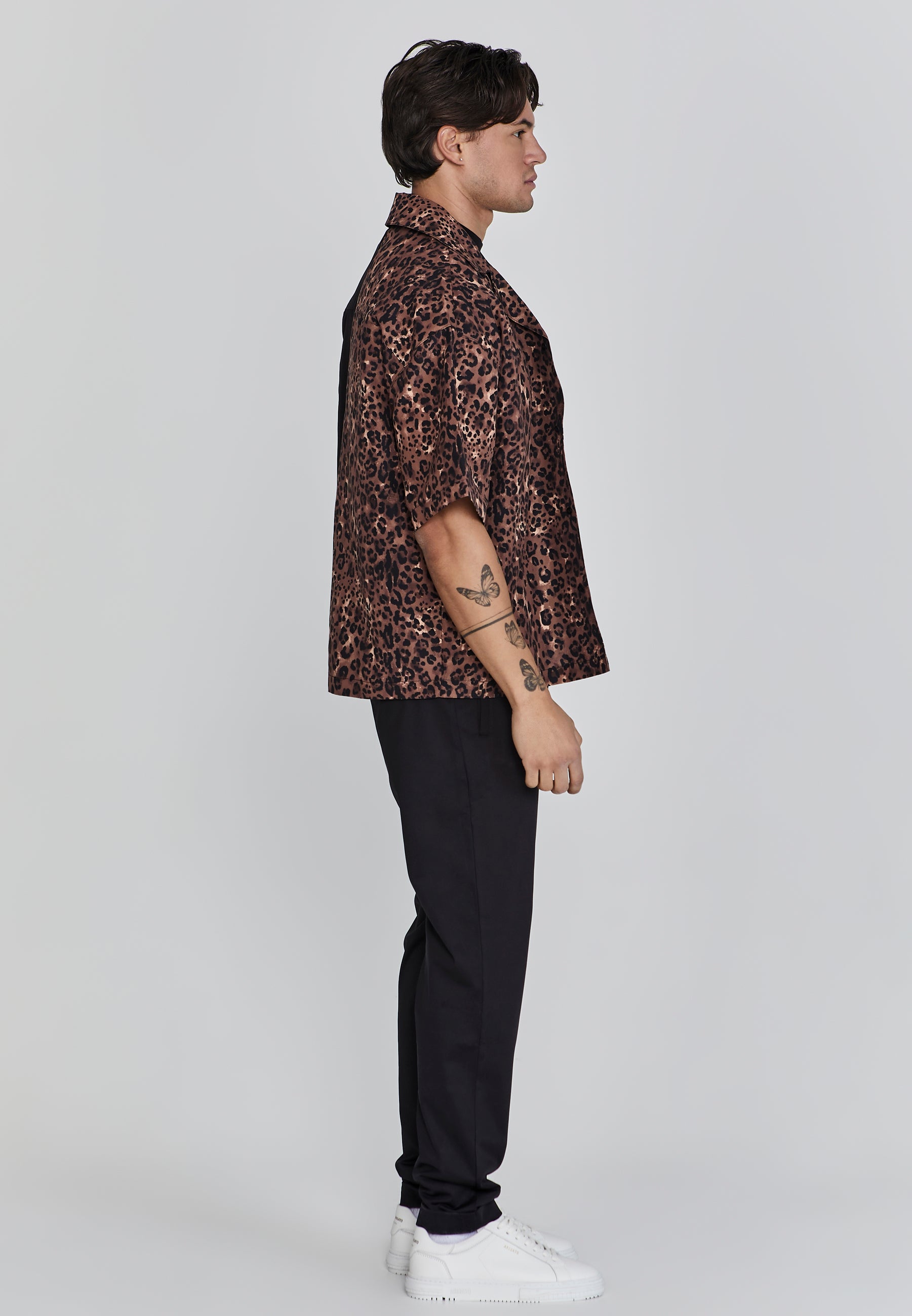 Animal Print Shirt in Black Shirts SikSilk   