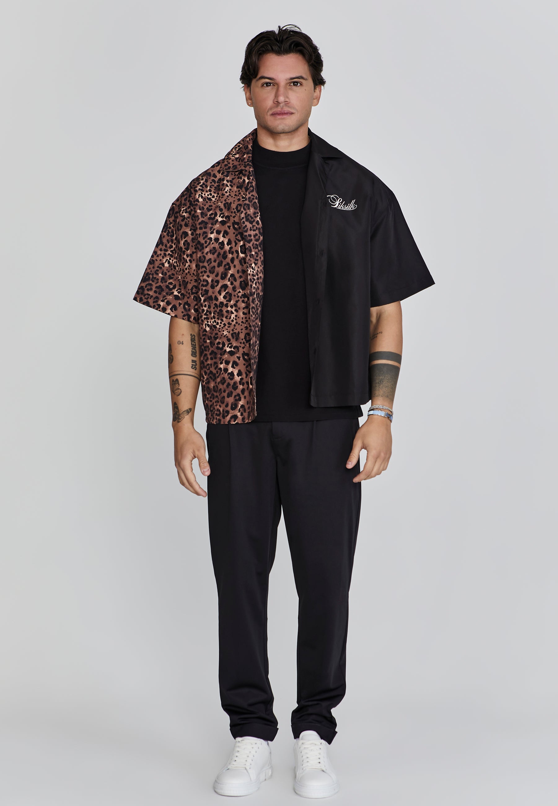 Animal Print Shirt in Black Shirts SikSilk   