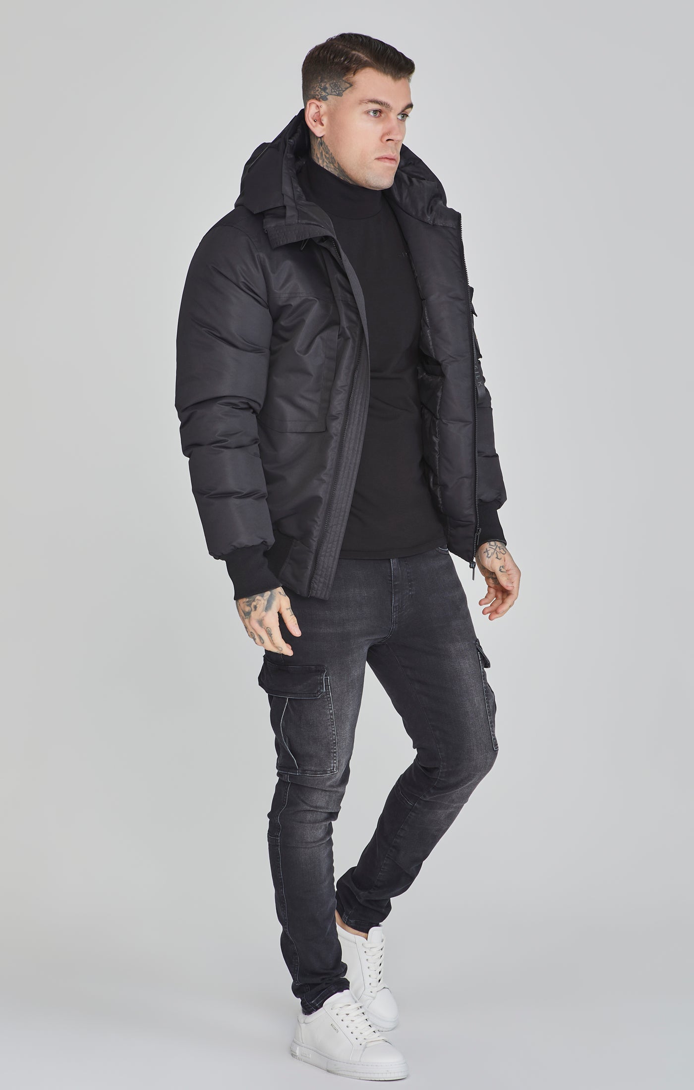 Bomber Jacket in Black Jackets SikSilk   