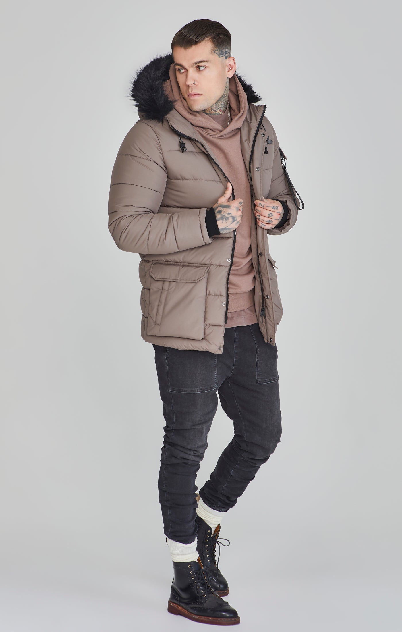 Parka in beige Jackets SikSilk   