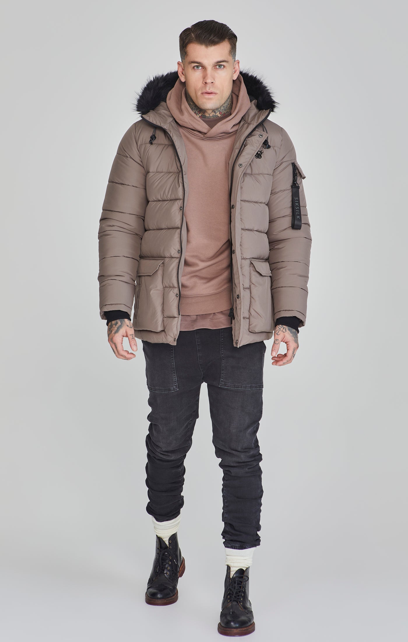 Parka in beige Jackets SikSilk   