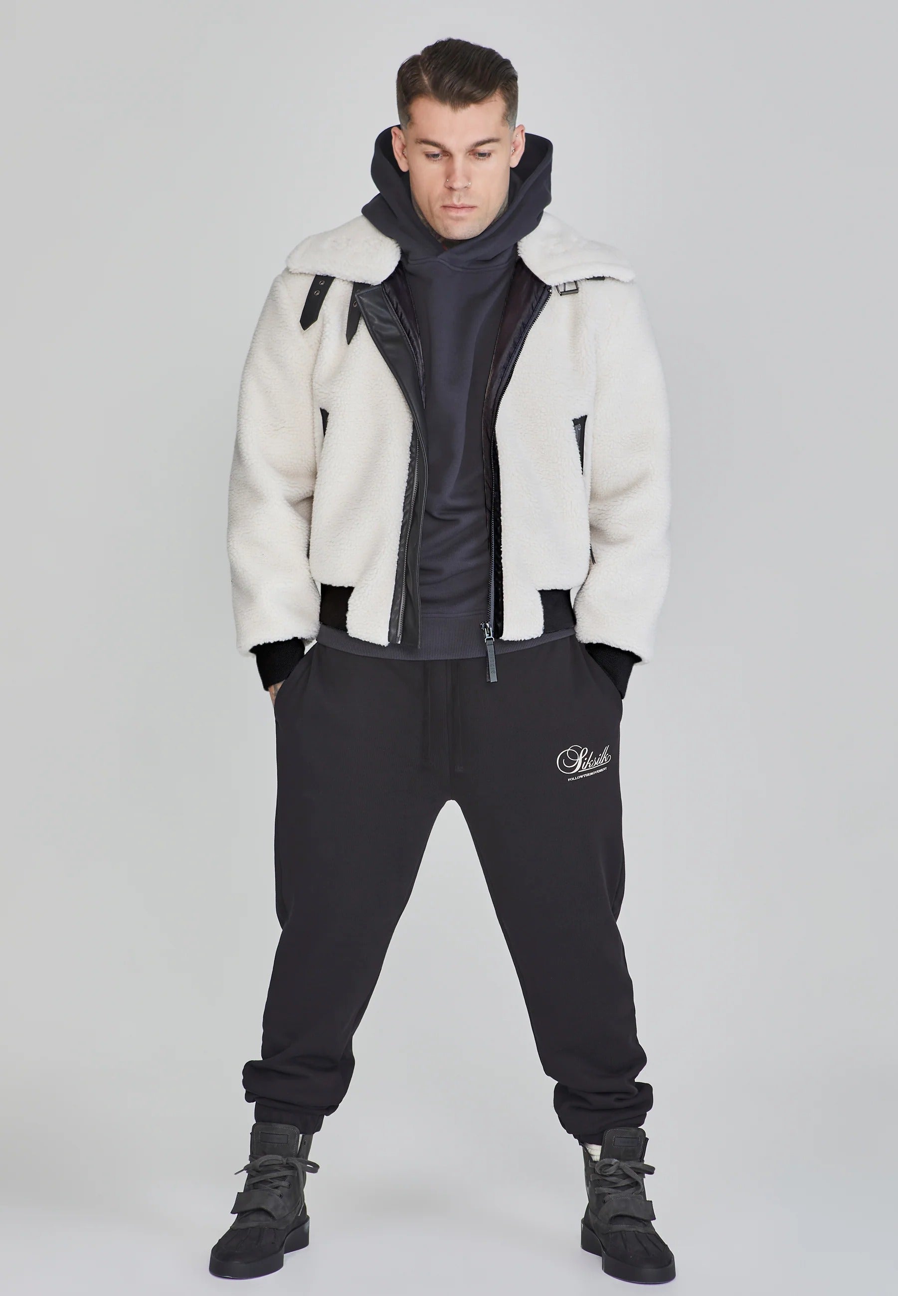 Bomber Jacket in Ecru Jackets SikSilk