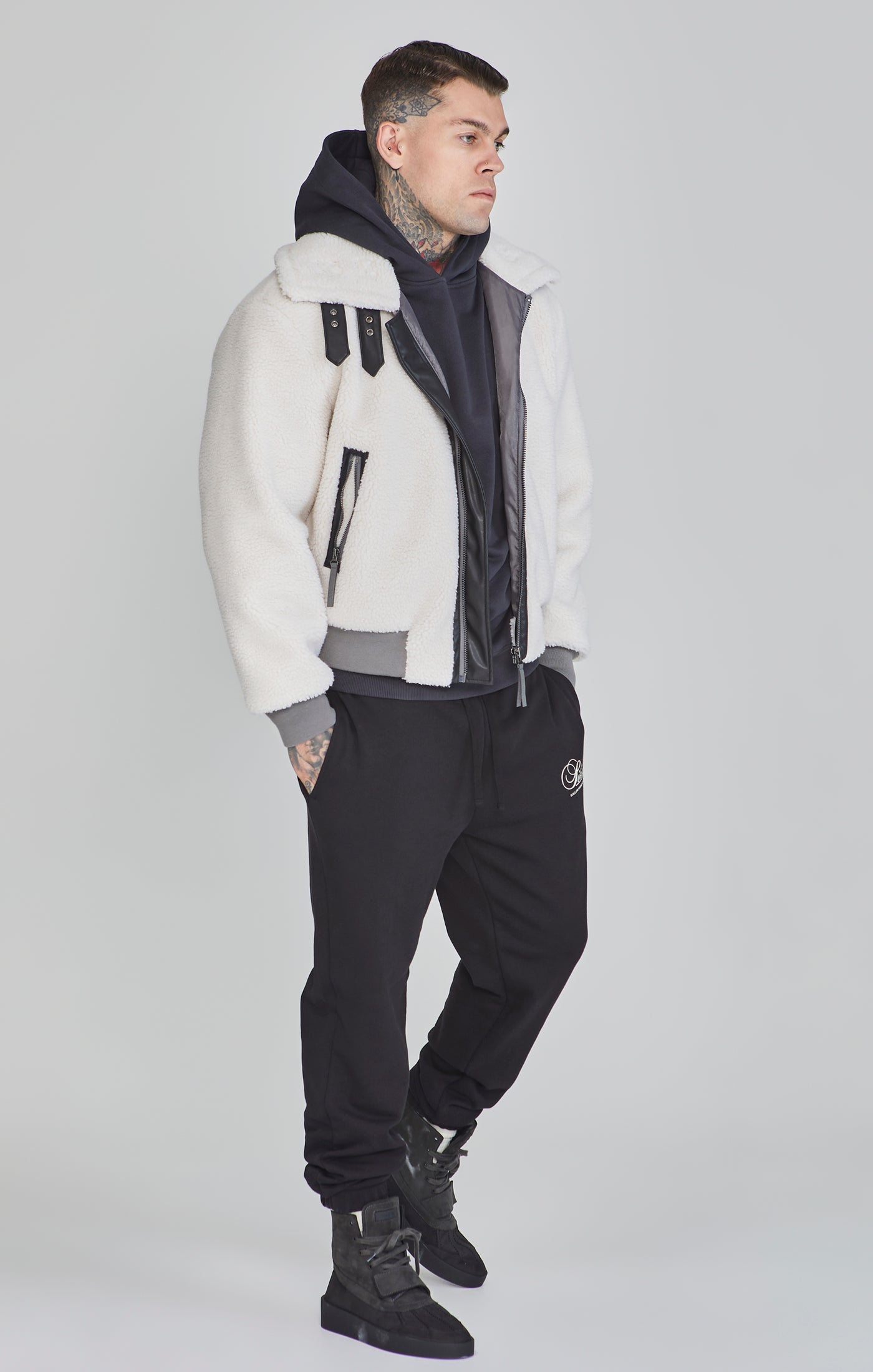 Bomber Jacket in Ecru Jackets SikSilk   