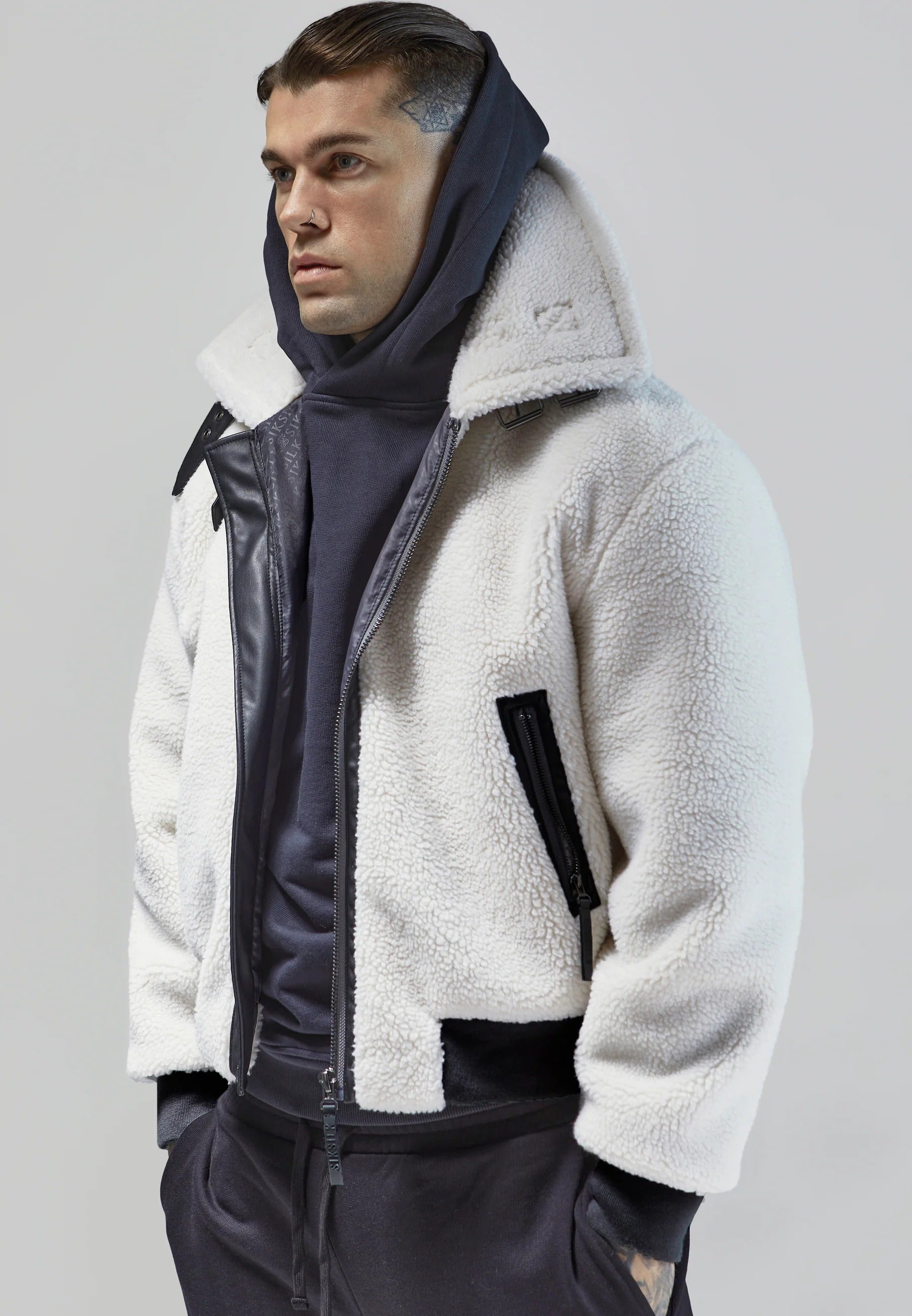 Bomber Jacket in Ecru Jackets SikSilk