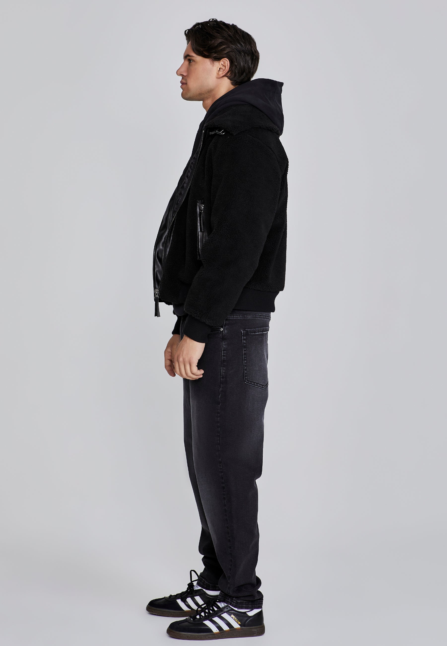 Sherpa Bomber Jacket in Black Jackets SikSilk   