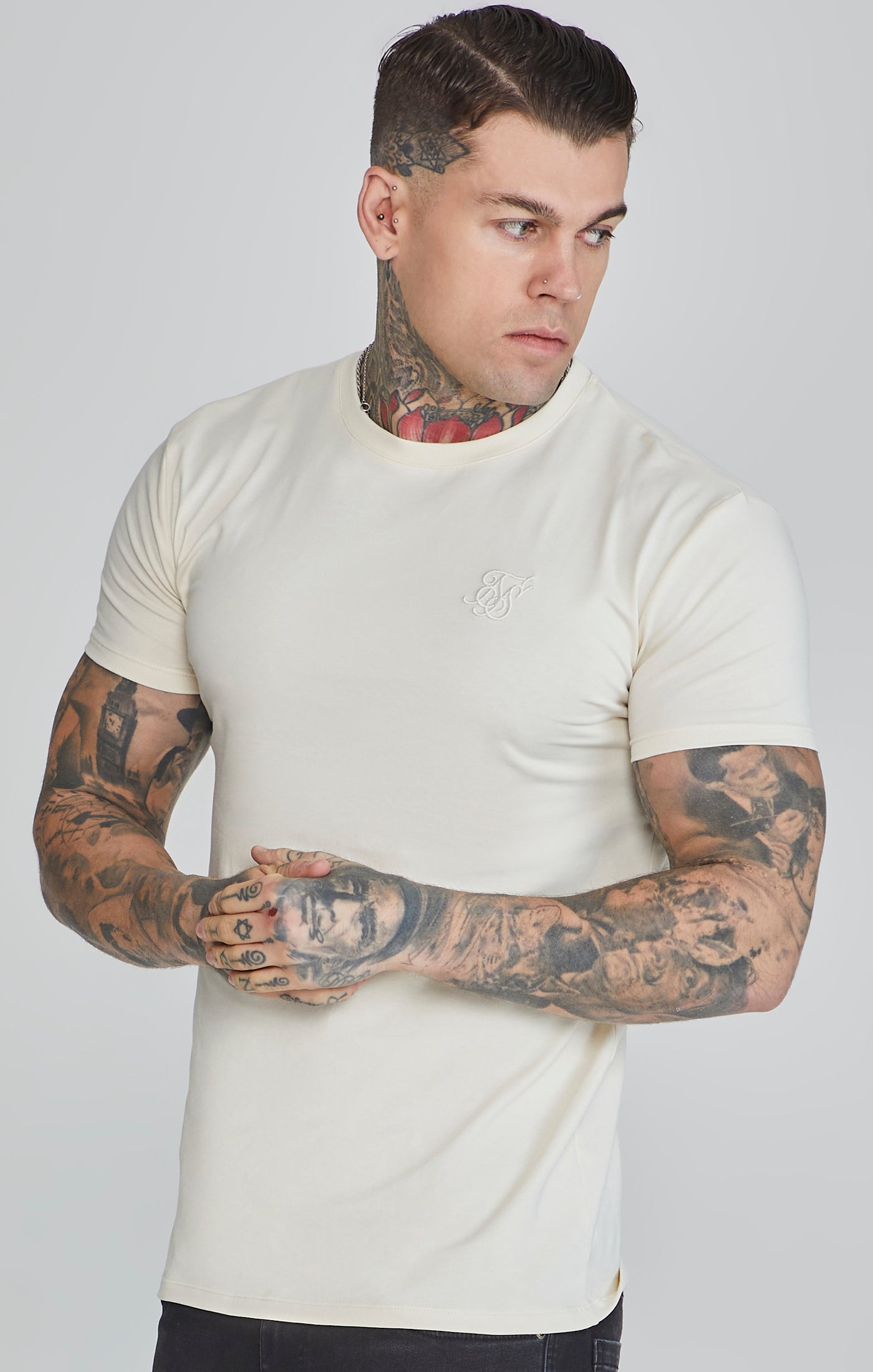 Muscle Fit T-Shirt in Ecru T-Shirts SikSilk   