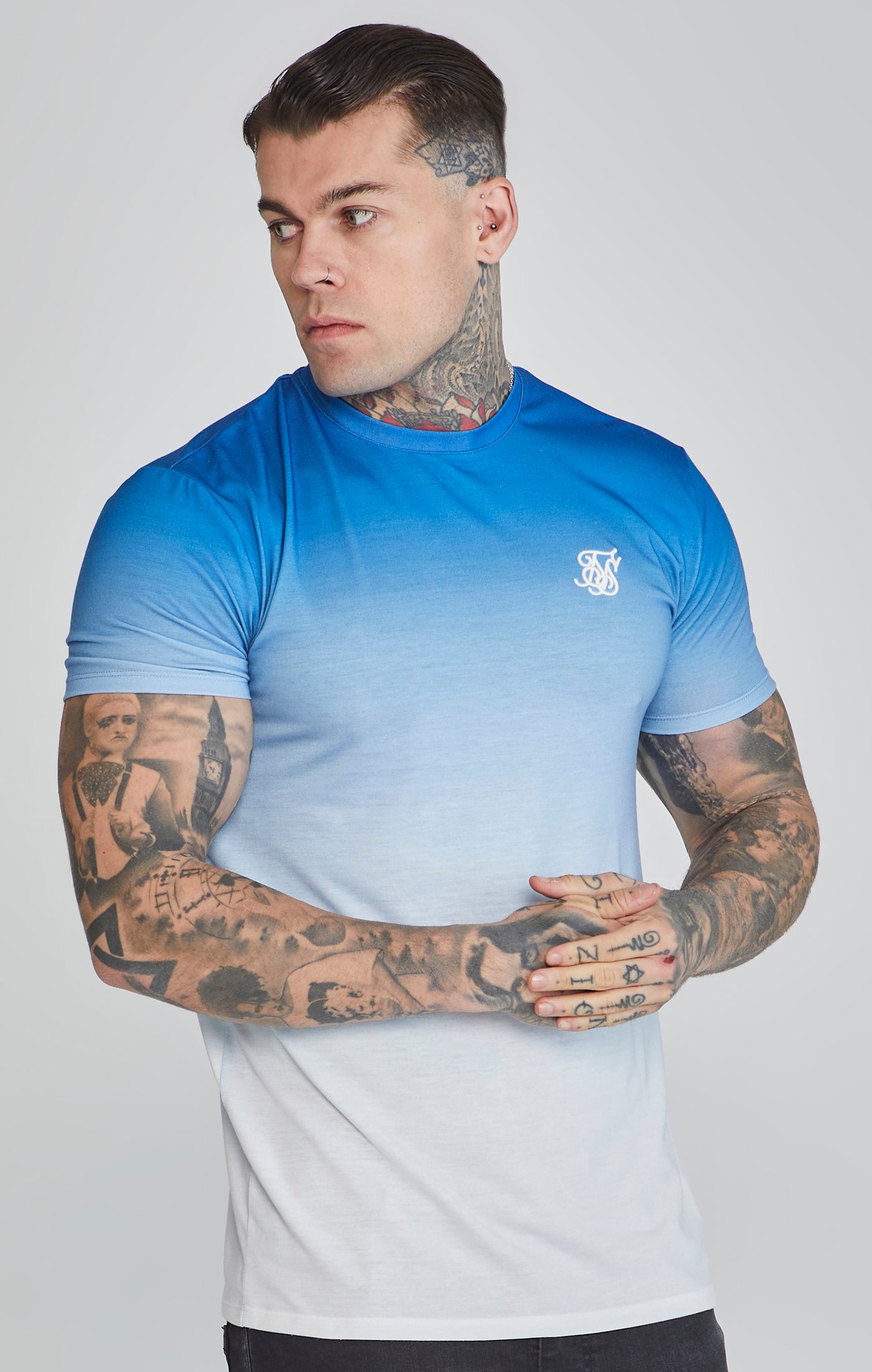 Fade T-Shirt in Blue/White T-Shirts SikSilk   