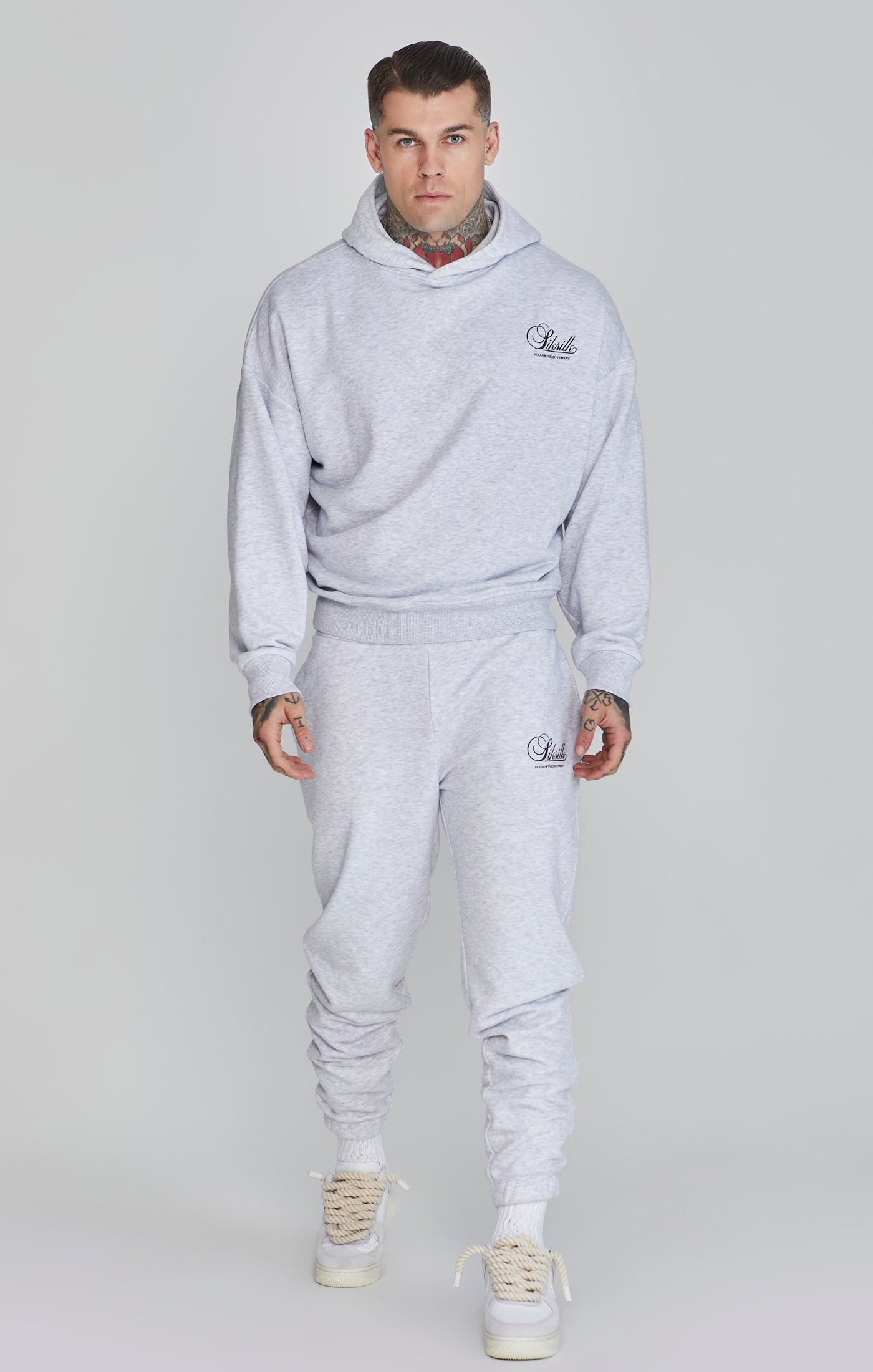 Graphic Hoodie in Snow Marl Hoodie SikSilk   