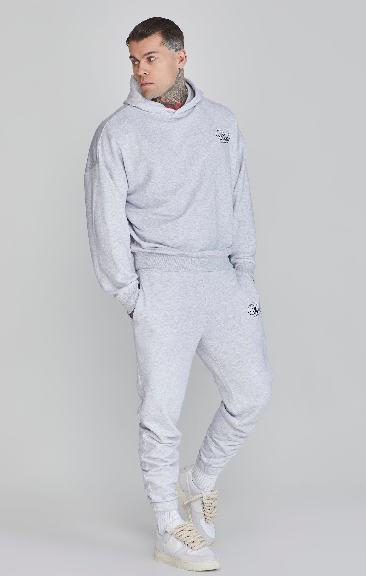 Graphic Hoodie in Snow Marl Hoodie SikSilk   