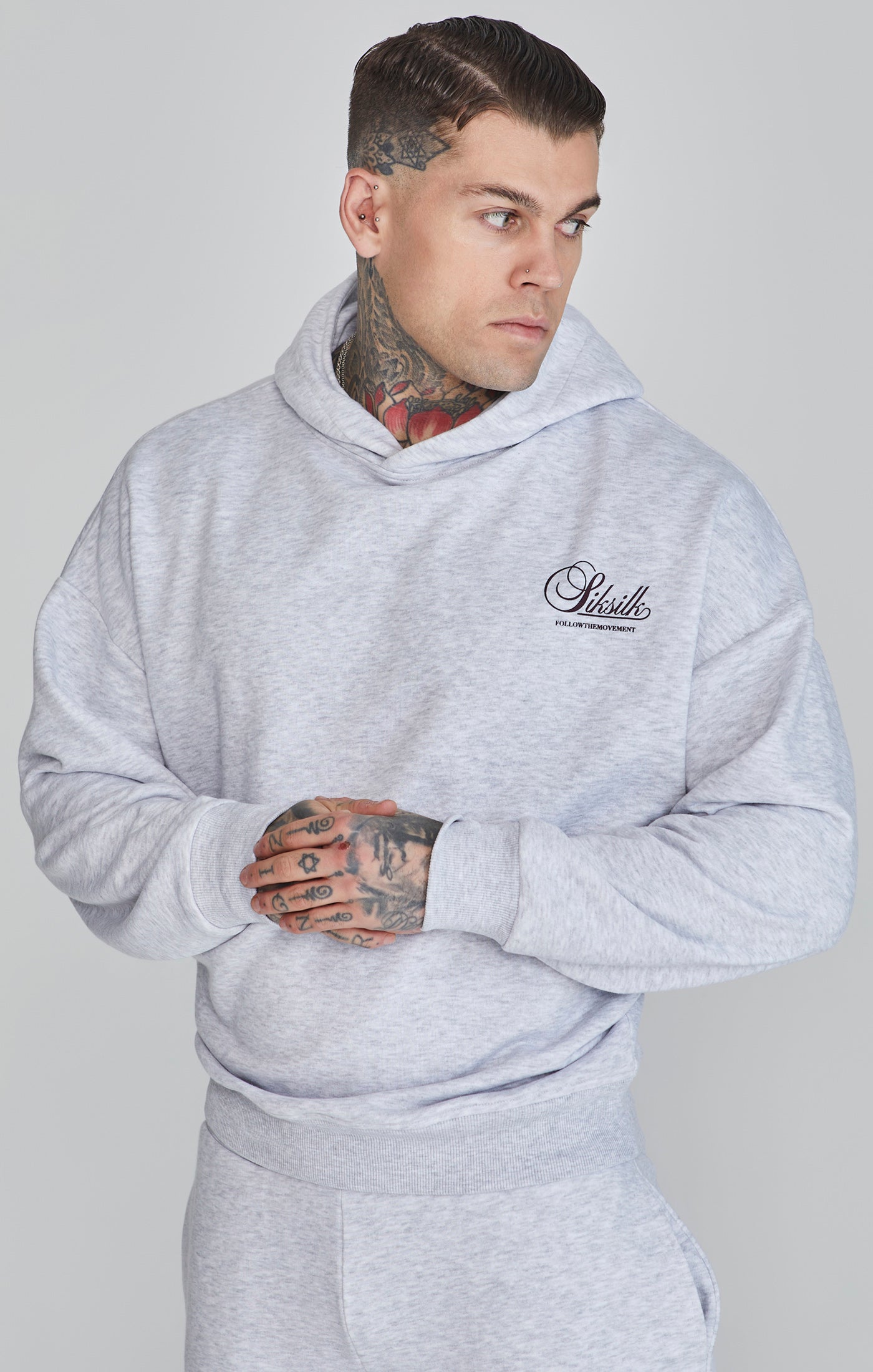 Graphic Hoodie in Snow Marl Hoodie SikSilk   