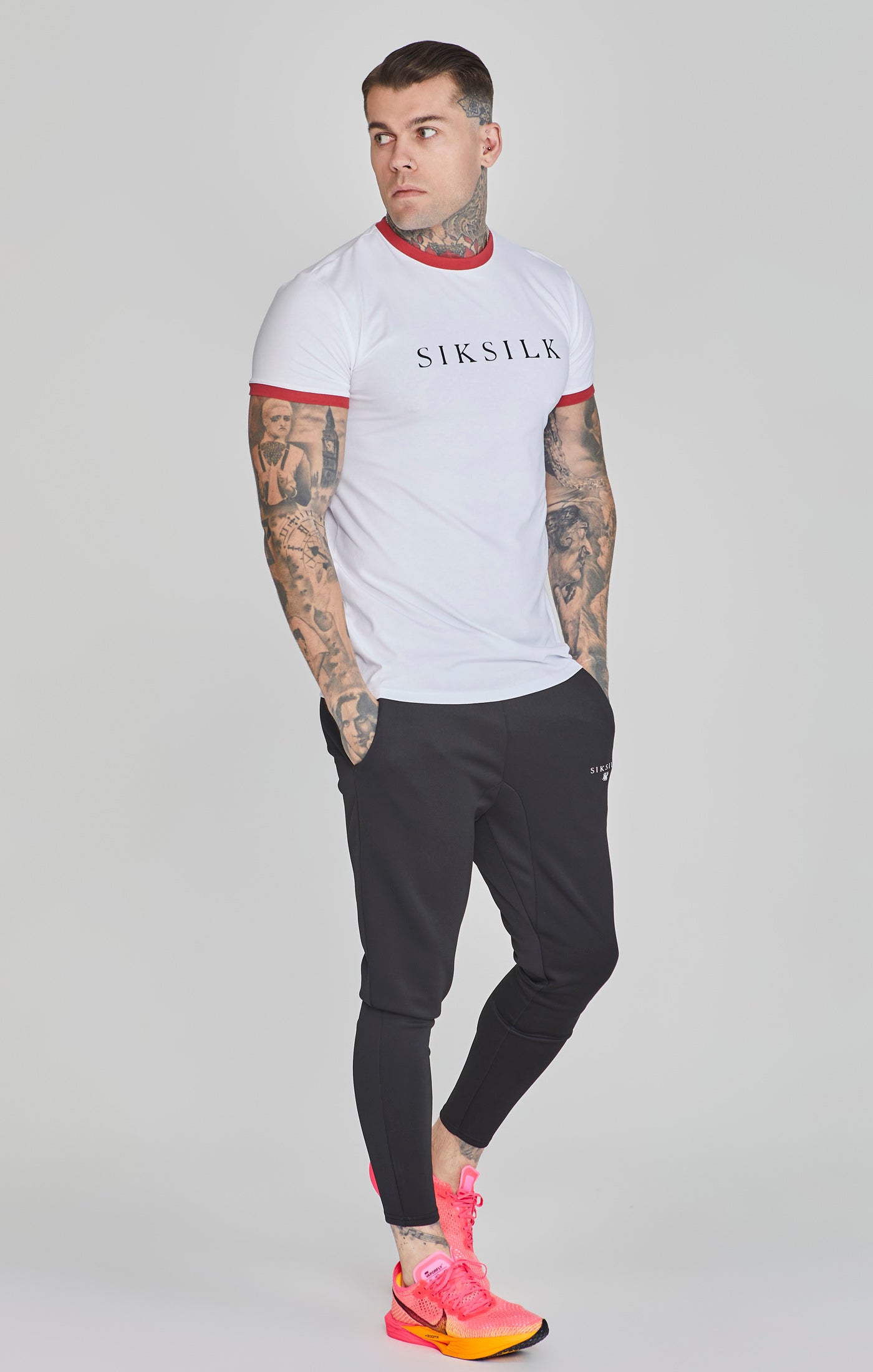 Ringer T-Shirt in White/Red T-Shirts SikSilk   