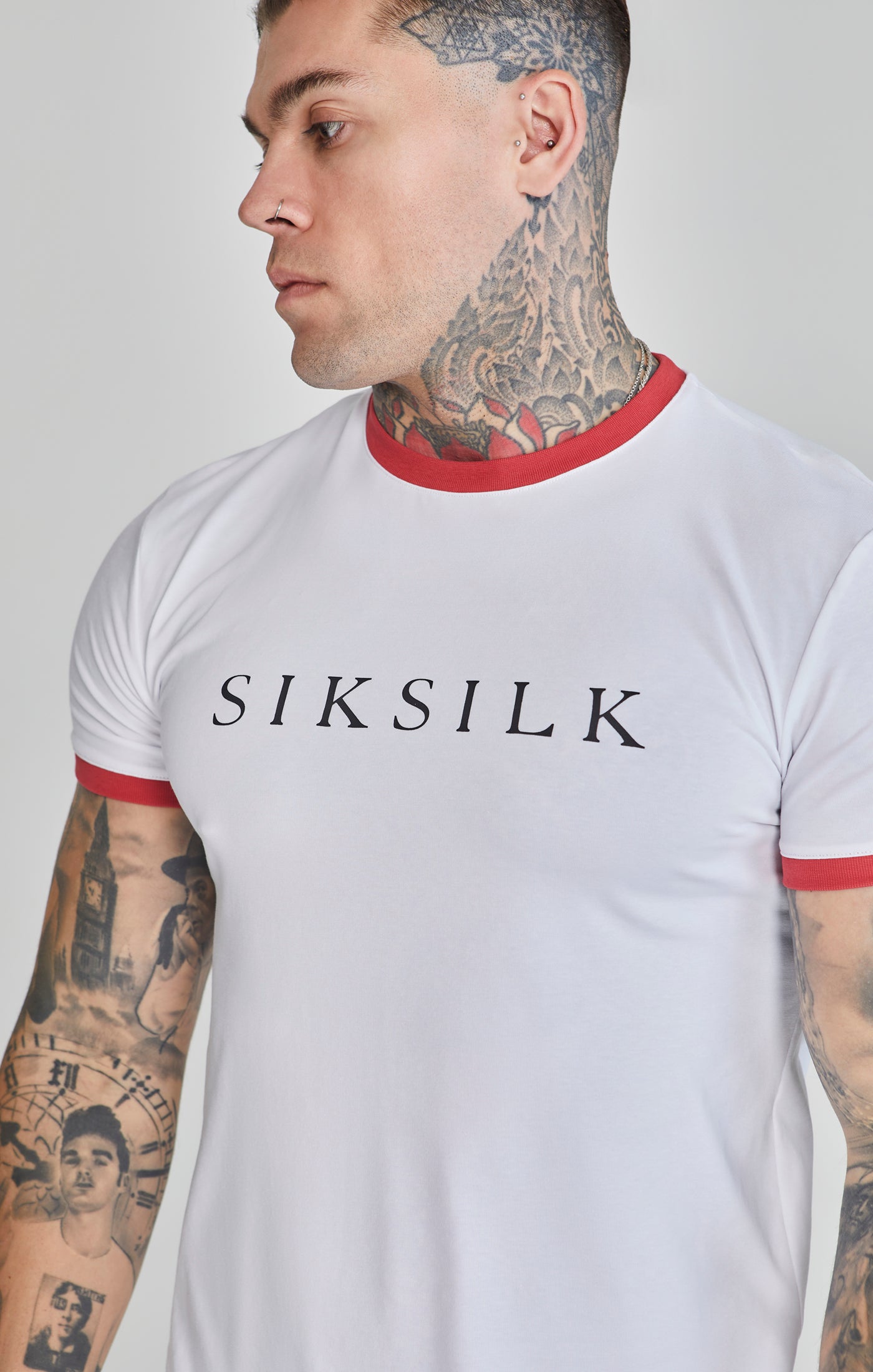 Ringer T-Shirt in White/Red T-Shirts SikSilk   