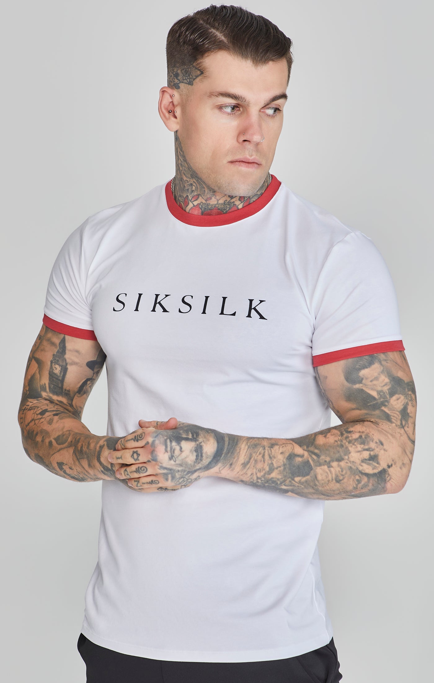 Ringer T-Shirt in White/Red T-Shirts SikSilk   