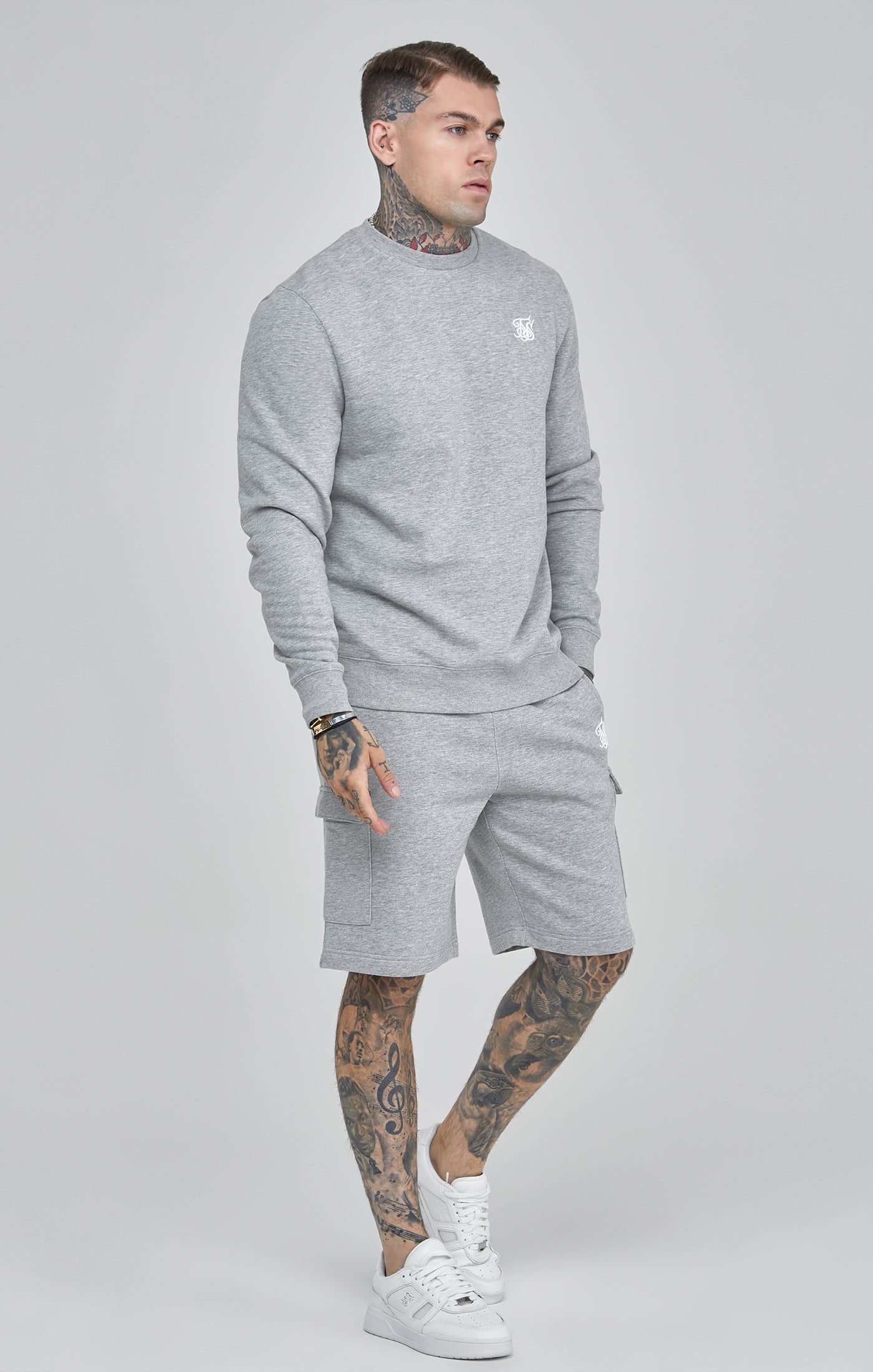 Essentials Sweater in Grey Marl Sweatshirts SikSilk   