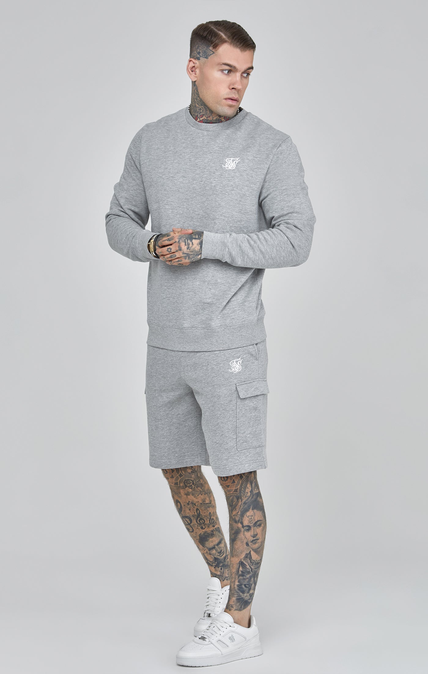 Essentials Sweater in Grey Marl Sweatshirts SikSilk   