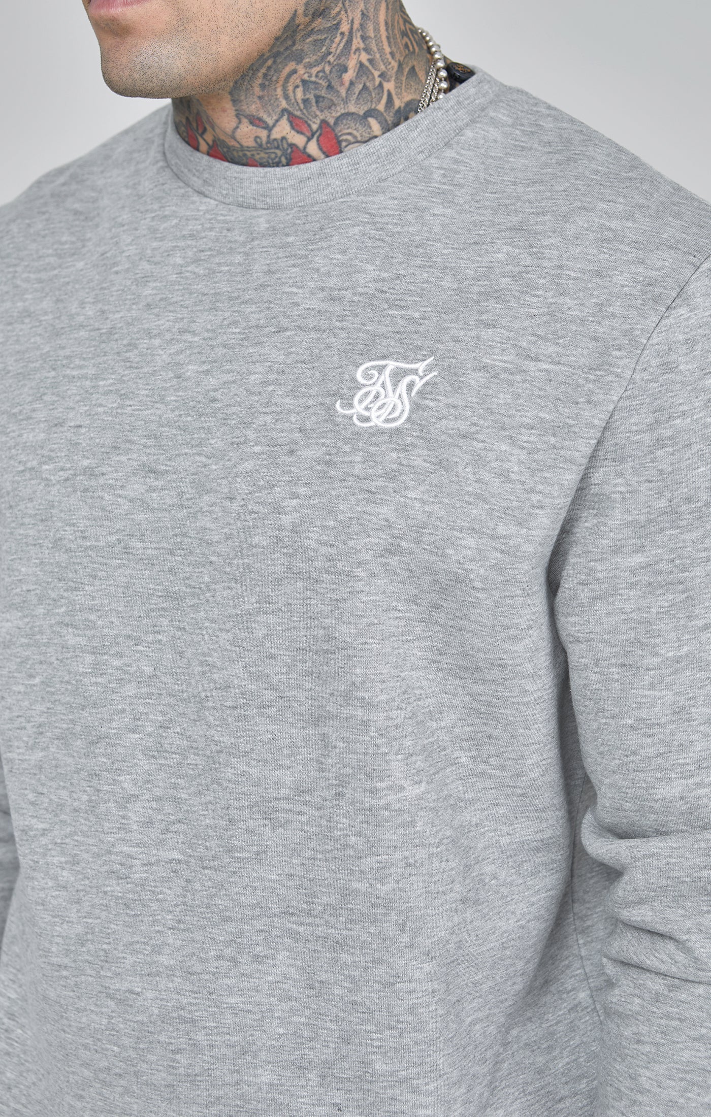 Essentials Sweater in Grey Marl Sweatshirts SikSilk   