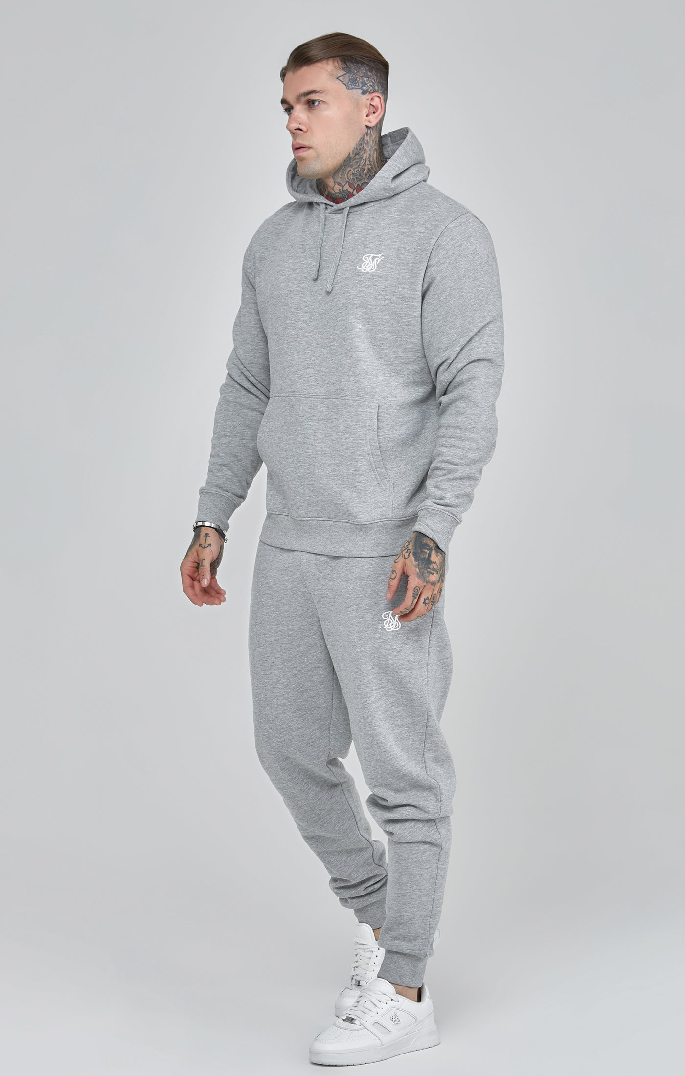 Essentials Overhead Hoodie in Grey Marl Hoodie SikSilk   