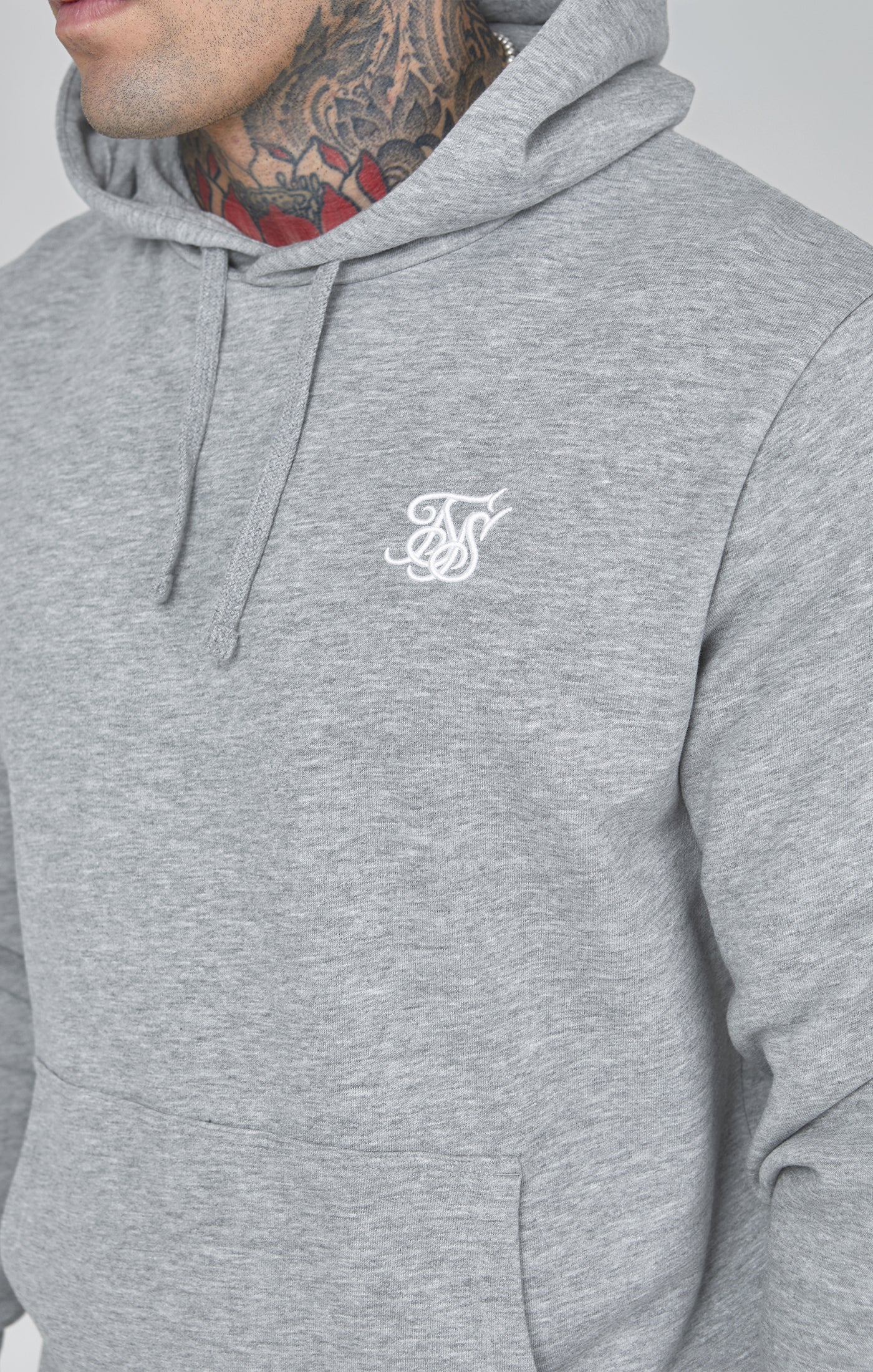 Essentials Overhead Hoodie in Grey Marl Hoodie SikSilk   