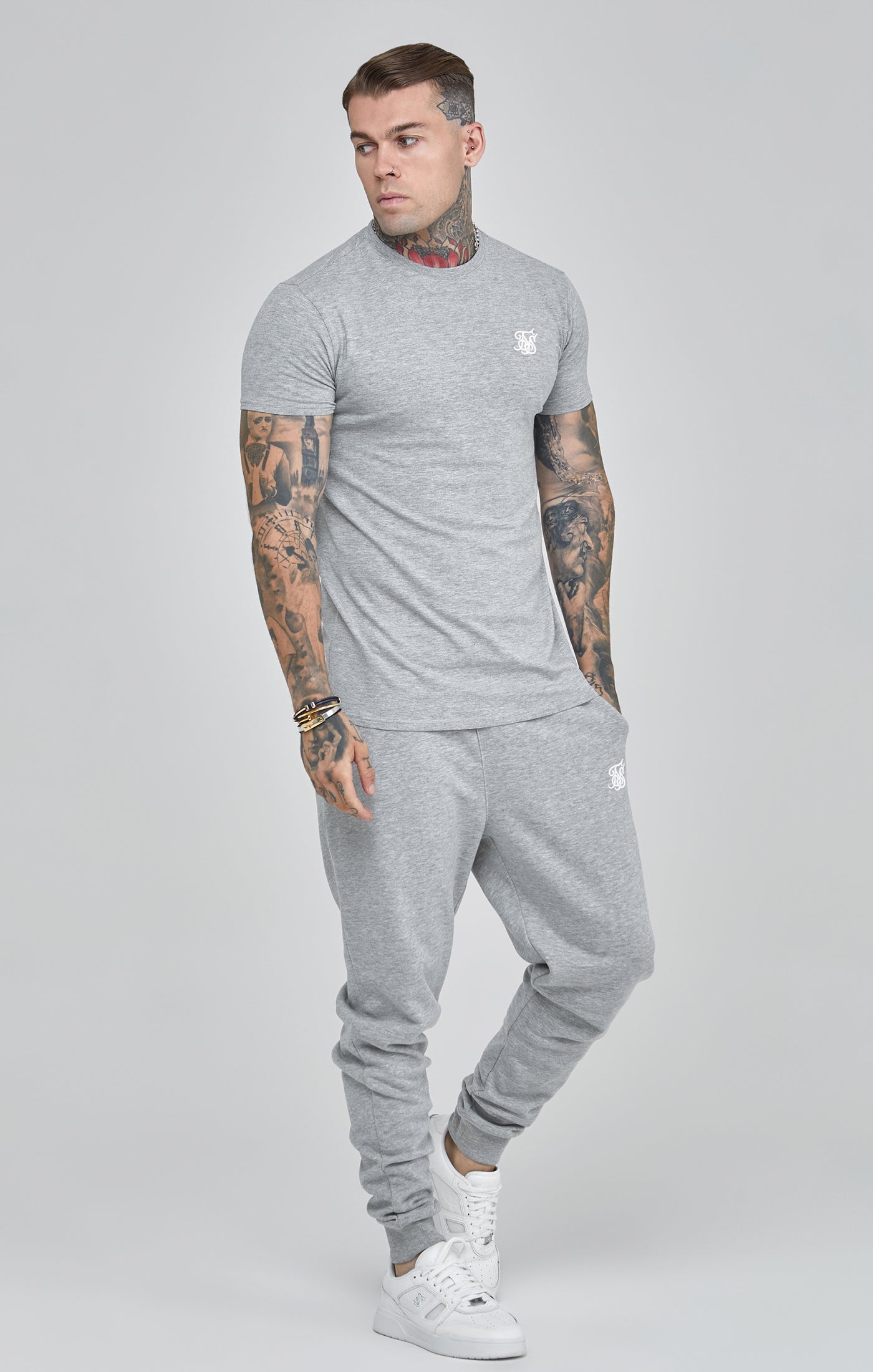 Essentials Joggers in Grey Marl Pants SikSilk   