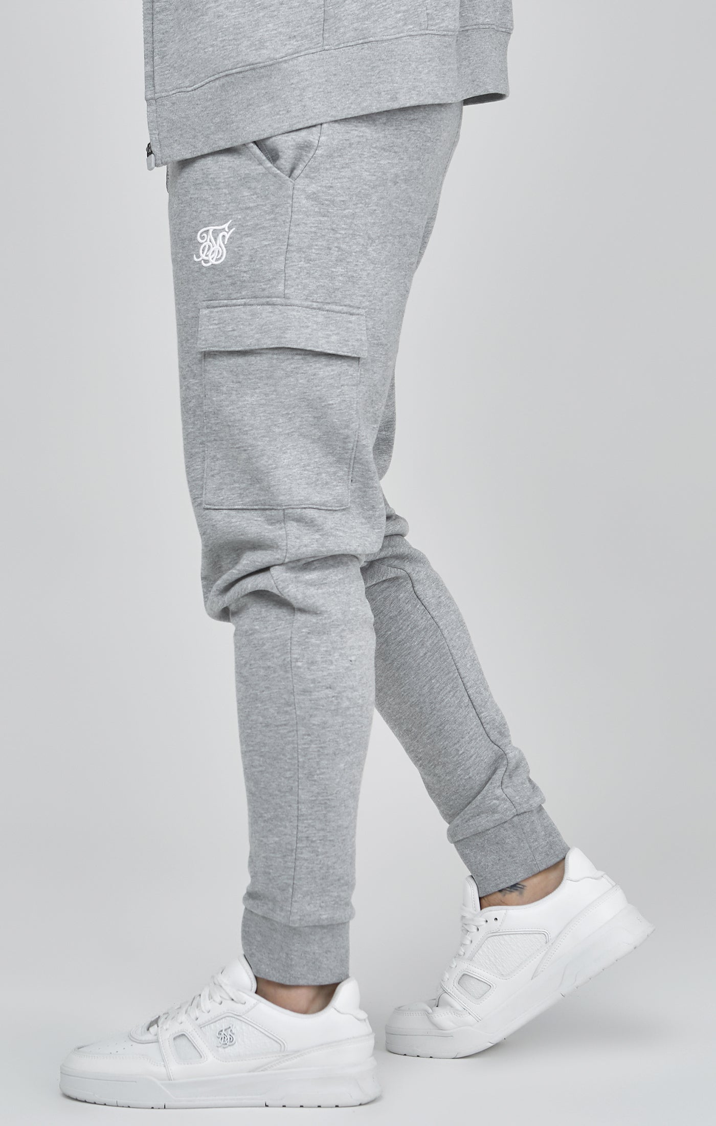 Essentials Cargo Joggers in Grey Marl Pants SikSilk   