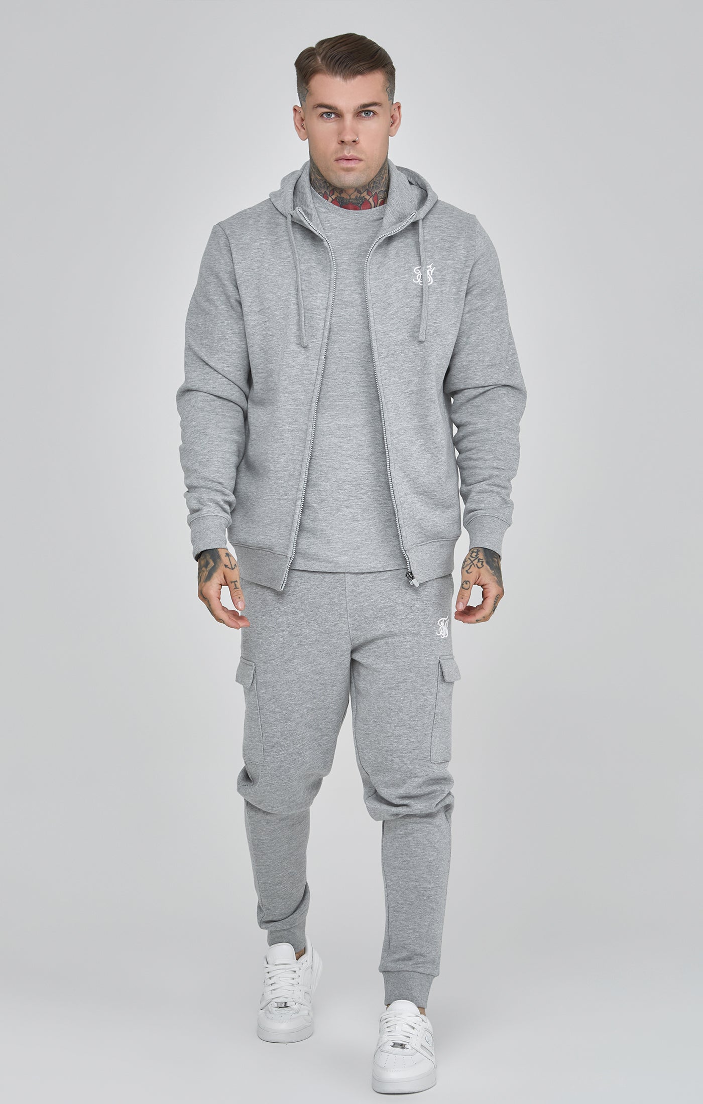 Essentials Cargo Joggers in Grey Marl Pants SikSilk   