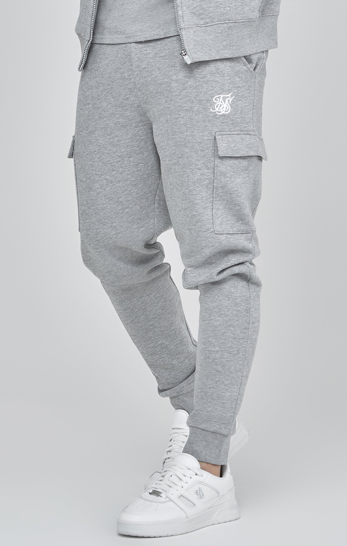 Essentials Cargo Joggers in Grey Marl Pants SikSilk   