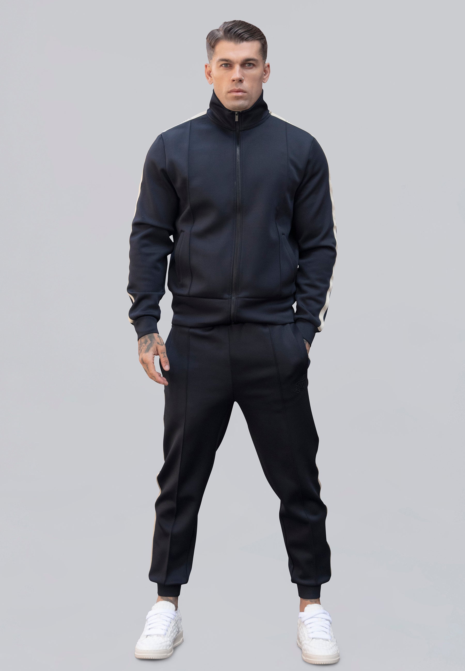 Track Top in Black Sweat Jackets SikSilk   