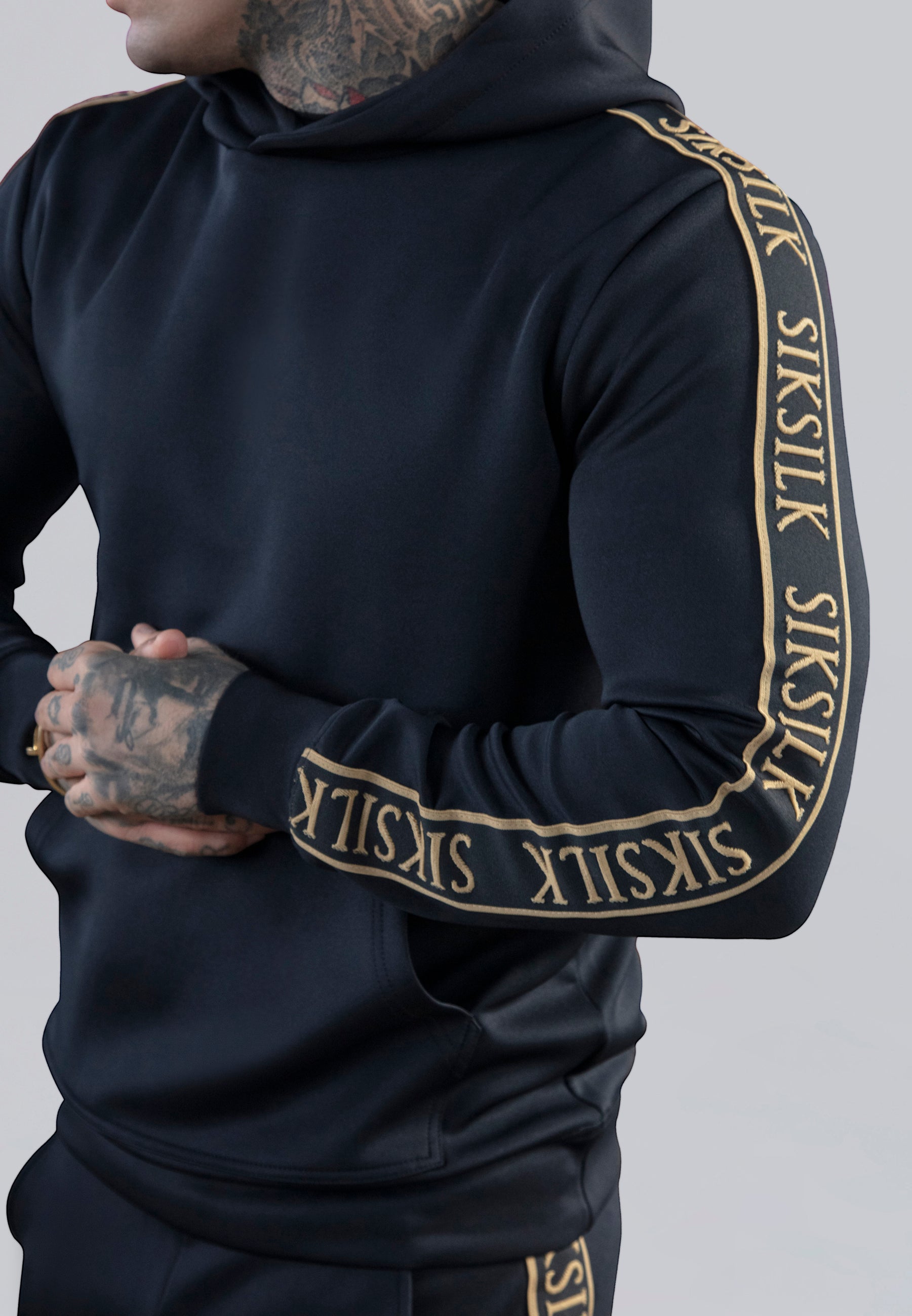 Pullover Hoodie in Black Hoodie SikSilk   