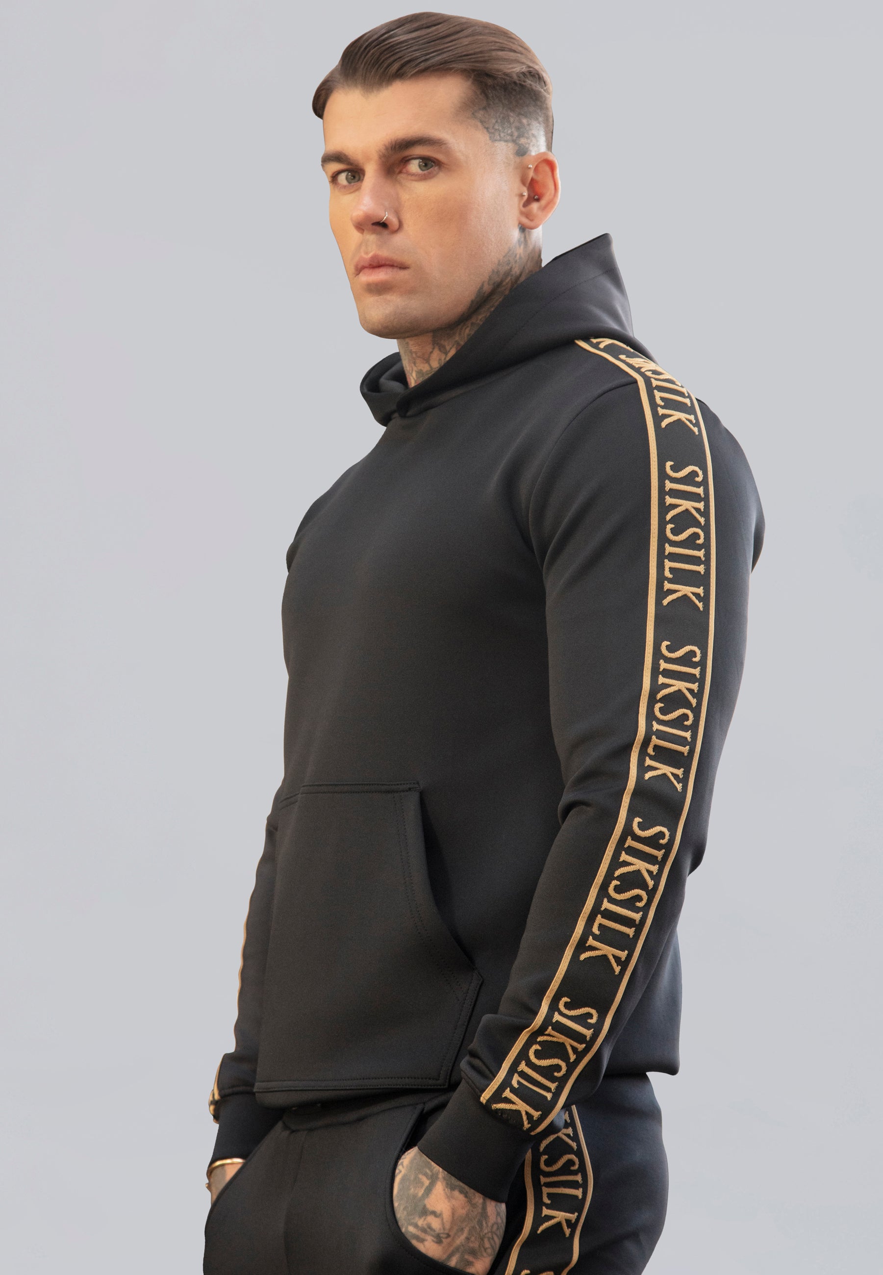 Pullover Hoodie in Black Hoodie SikSilk   