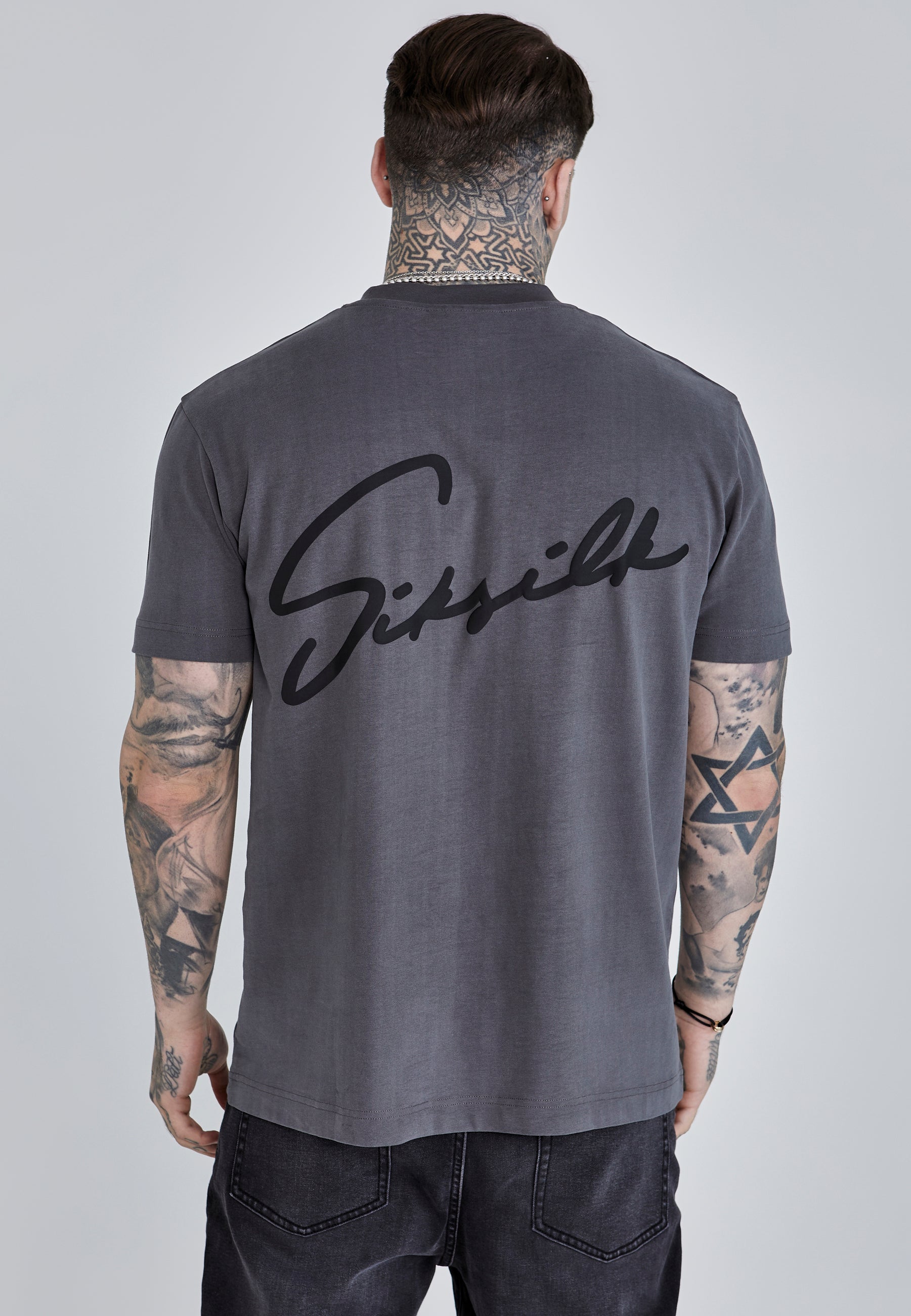 Script T-Shirt in Grey T-Shirts SikSilk   