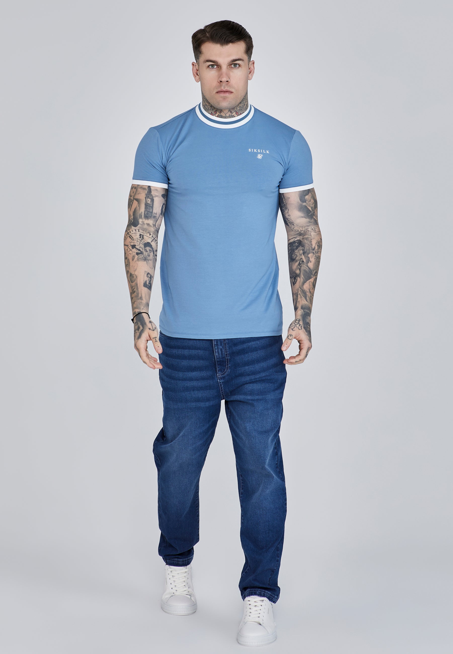 Ringer T-Shirt in Blue T-Shirts SikSilk   