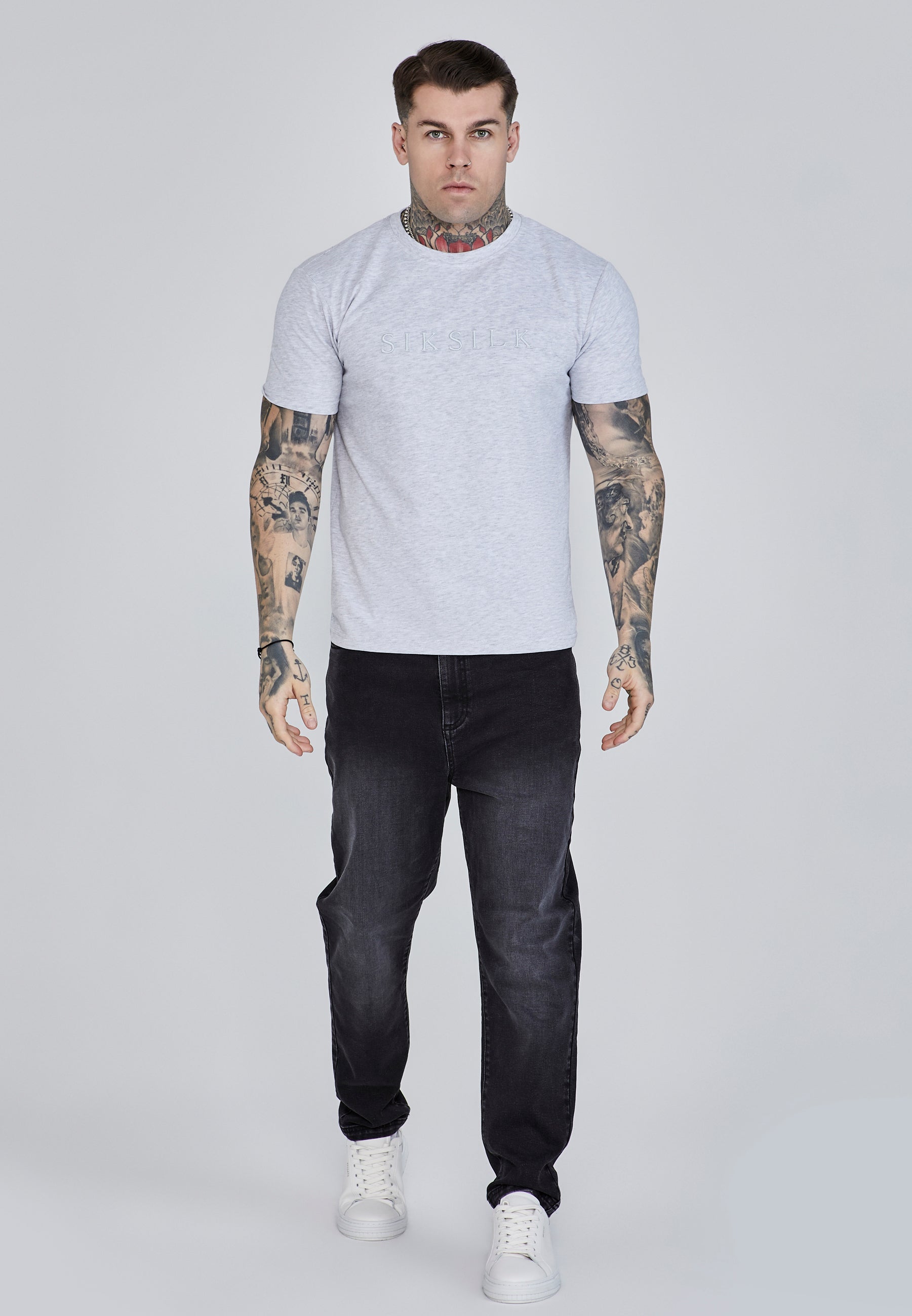 Logo T-Shirt in Grey Marl T-Shirts SikSilk   