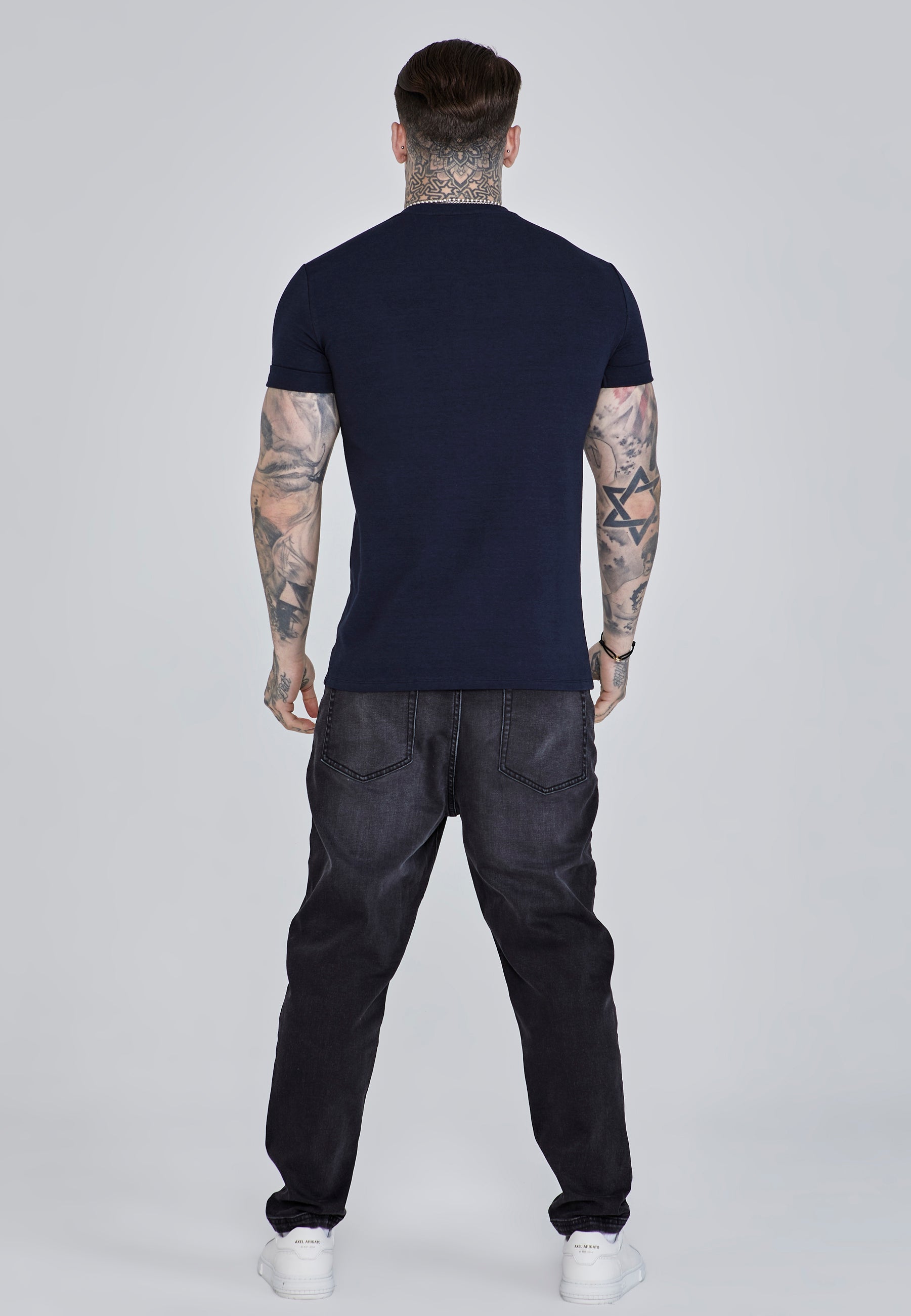 Roll Sleeve T-Shirt in Navy T-Shirts SikSilk   