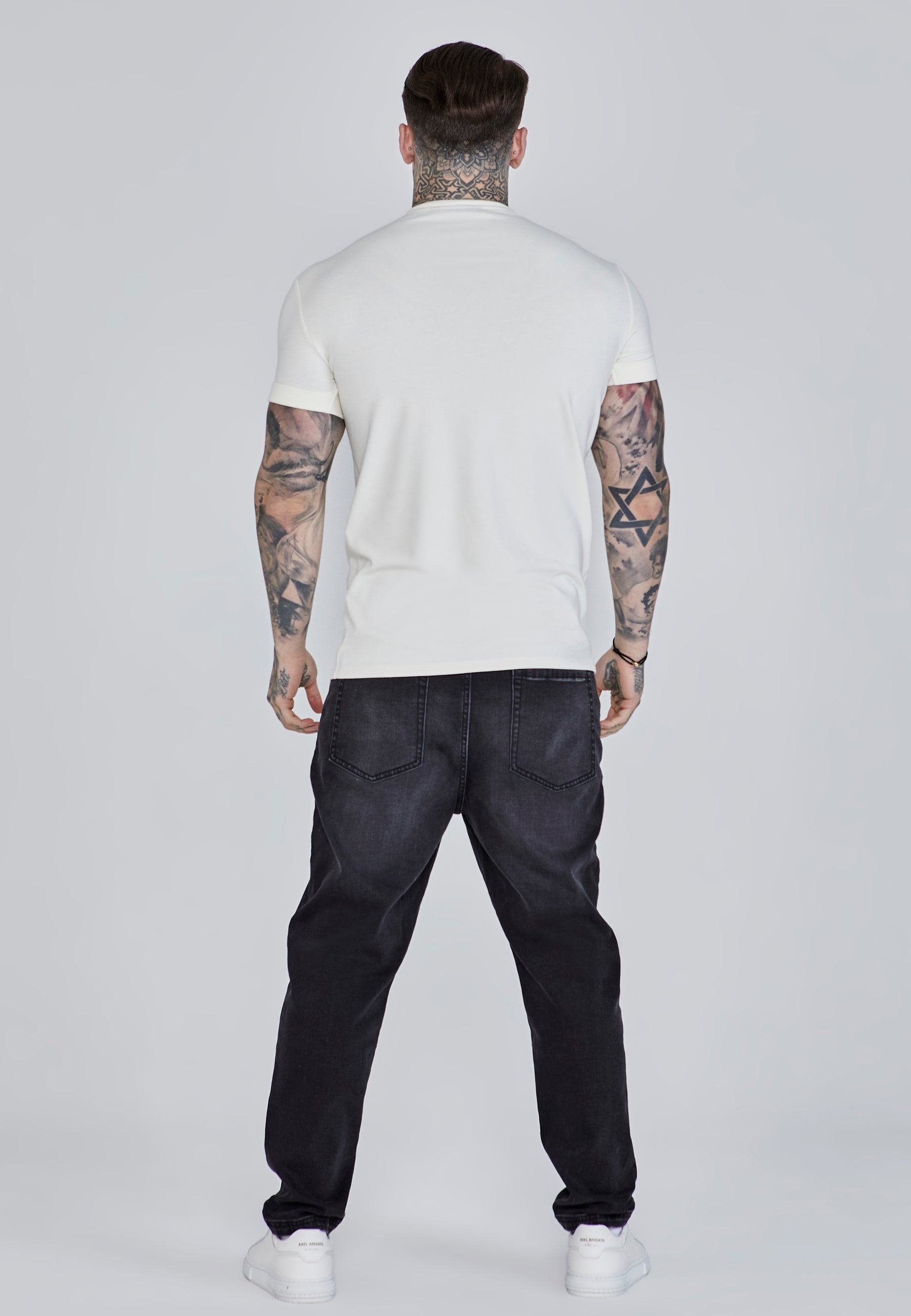 Roll Sleeve T-Shirt in Ecru T-Shirts SikSilk   