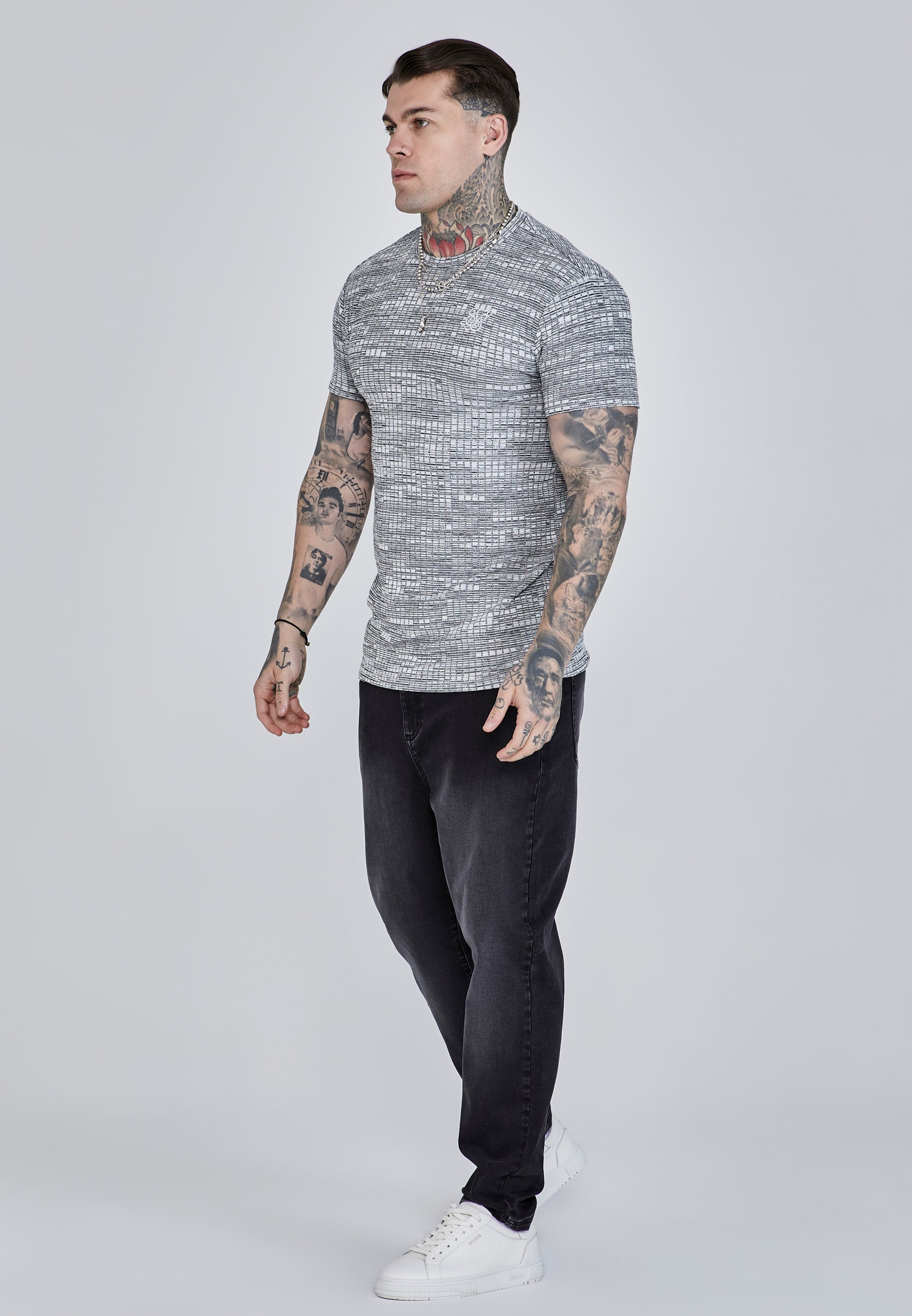 Rib Knit T-Shirt in Grey T-Shirts SikSilk   