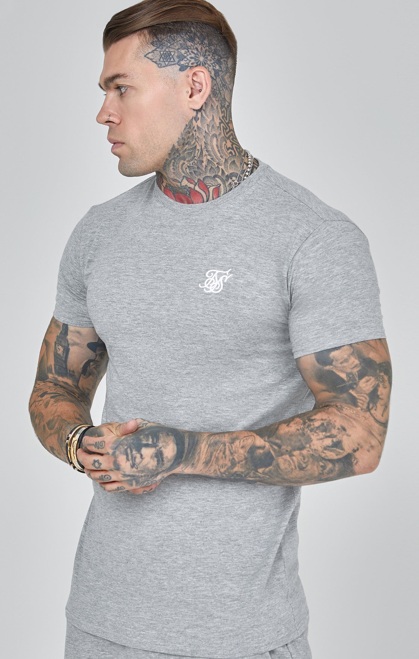 Essentials T-Shirt in Grey Marl T-Shirts SikSilk   