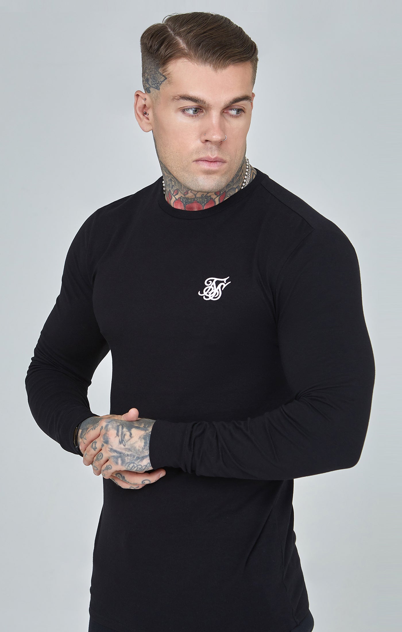 Essentials Long Sleeve T-Shirt in Black T-Shirts SikSilk   