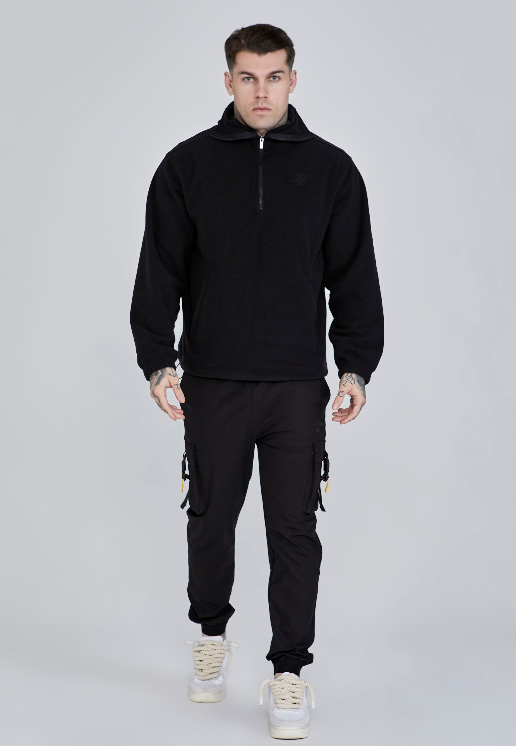 Polar Fleece Hoodie in Black Hoodie SikSilk   