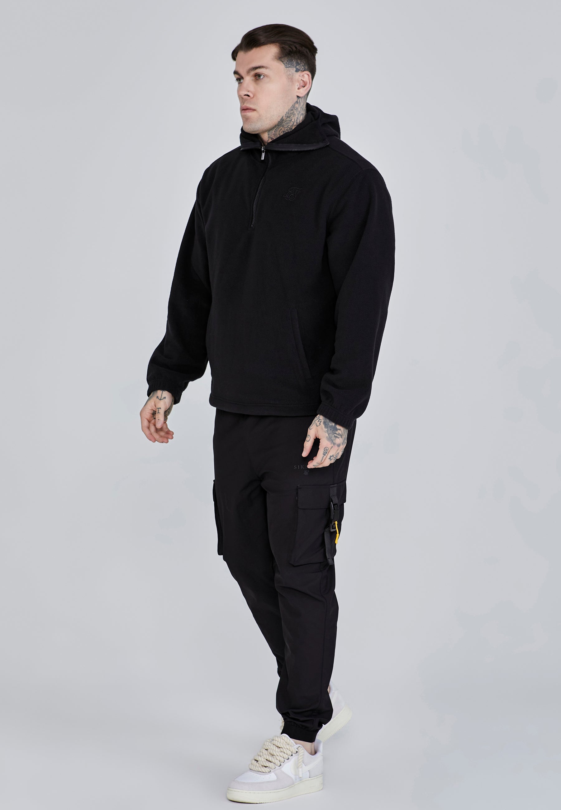 Polar Fleece Hoodie in Black Hoodie SikSilk   