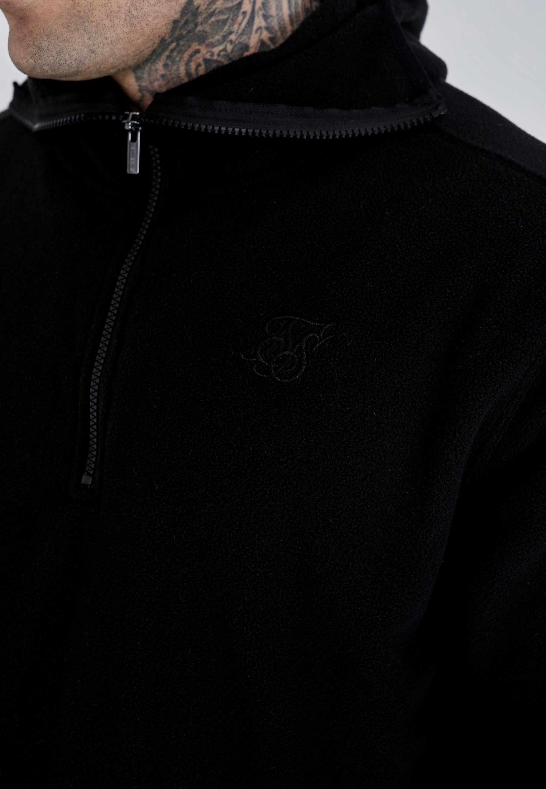 Polar Fleece Hoodie in Black Hoodie SikSilk   