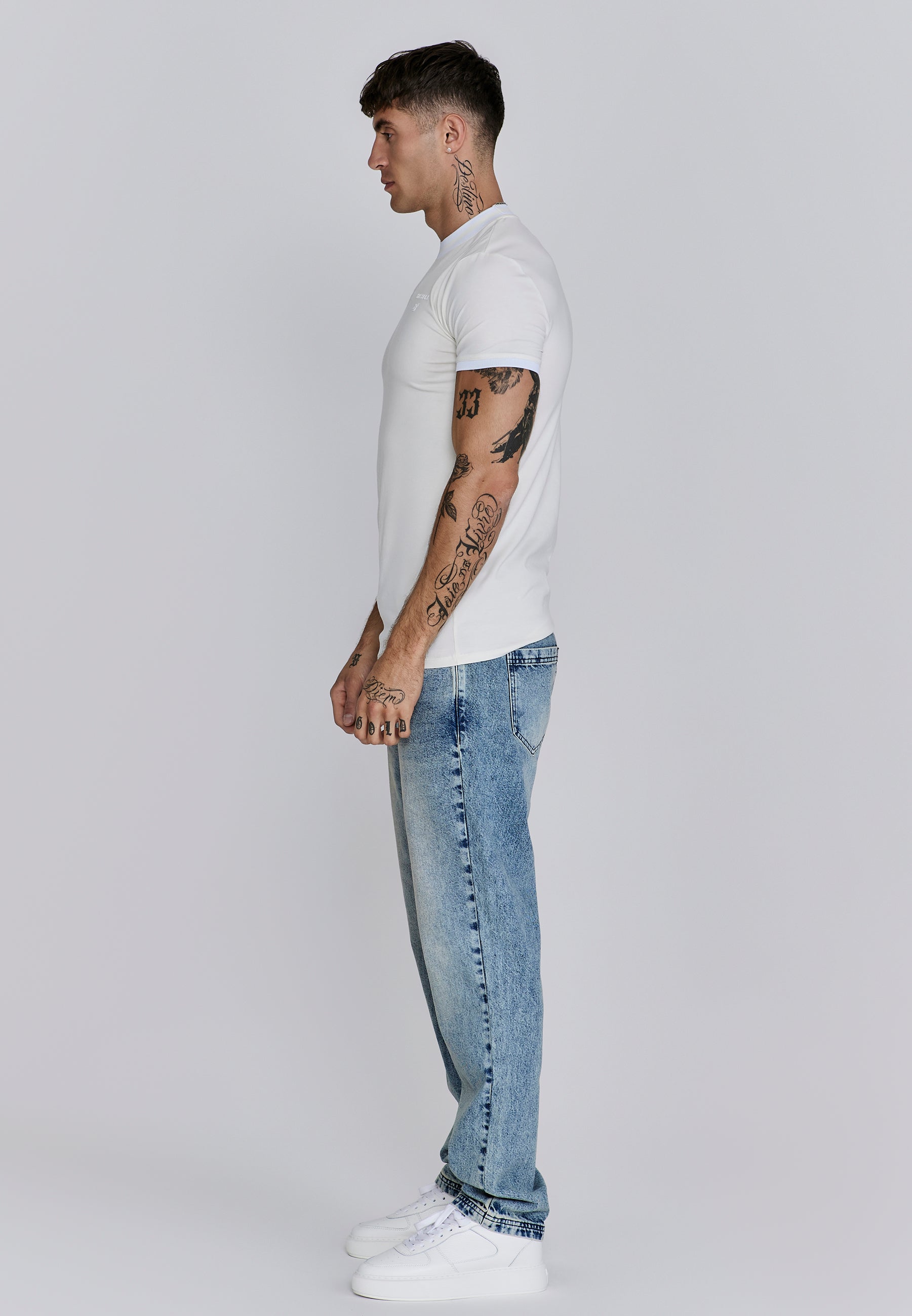 Wrestler T-Shirt in Ecru T-Shirts SikSilk