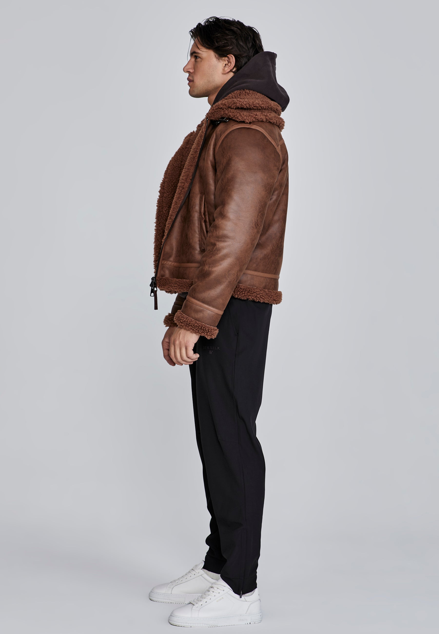 Aviator Jacket in Brown Jackets SikSilk   