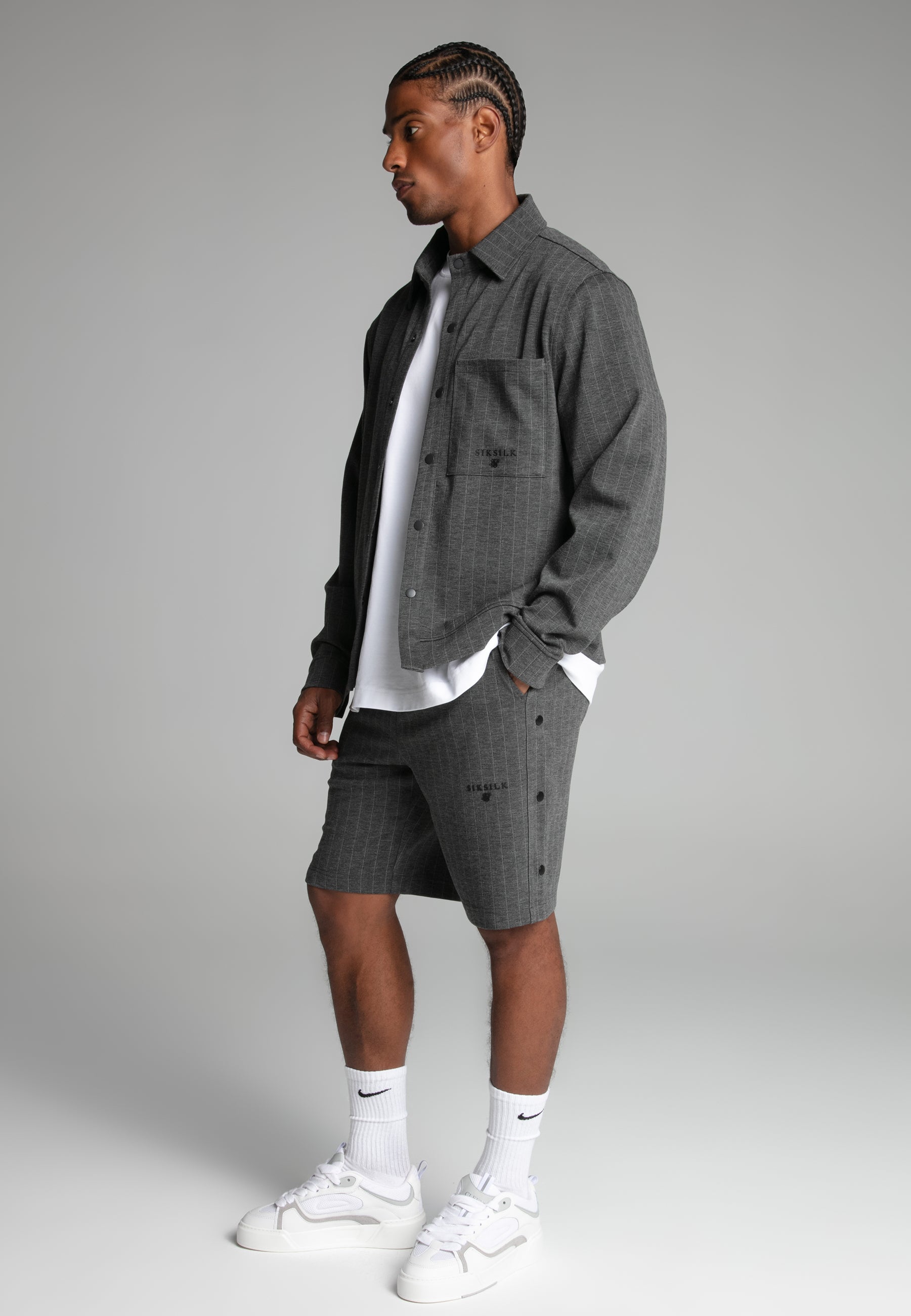 Pinstripe Jacket in Grey Jackets SikSilk